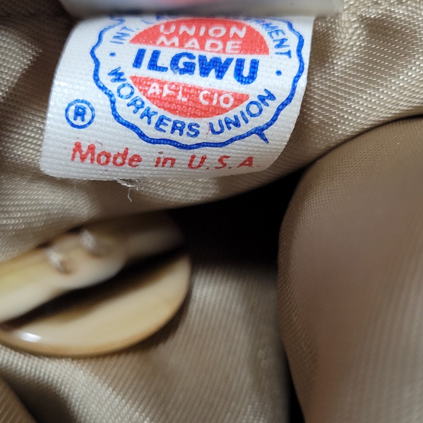 VTG Unbranded Tan Suede Like Union Made Button Belt Lined Long Pea Coat US 12