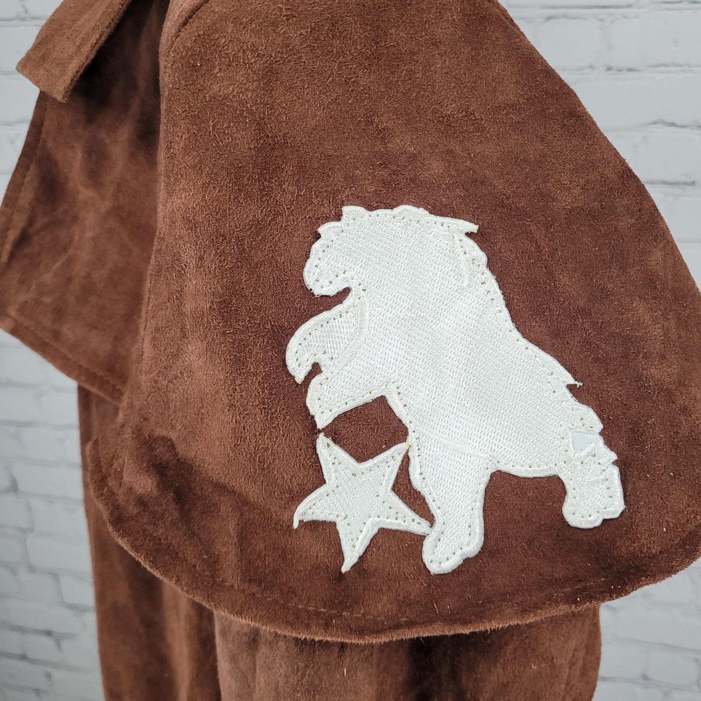 Real Leather A7 Brown Genuine Soft Suede Open Ranger Trench Coat Duster Large L