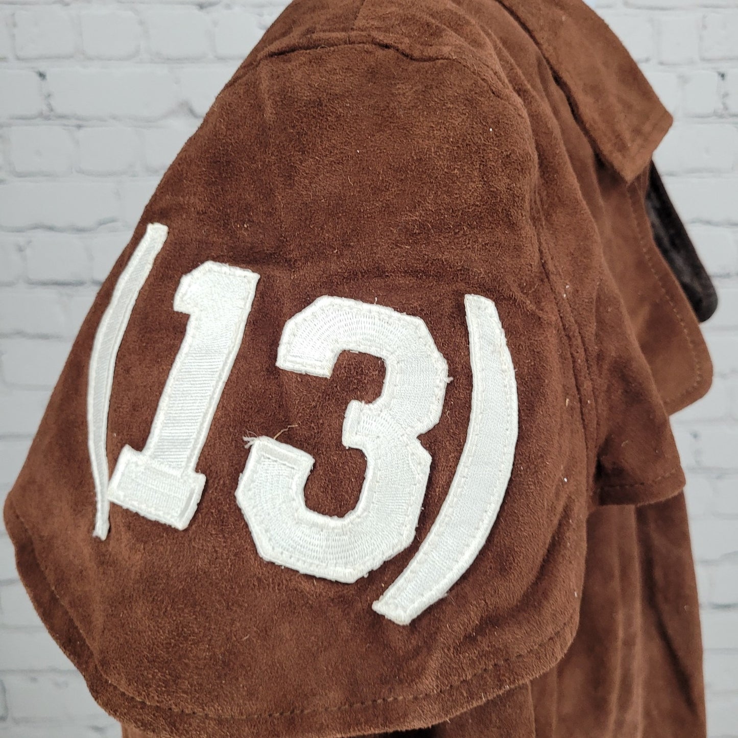 Real Leather A7 Brown Genuine Soft Suede Open Ranger Trench Coat Duster Large L