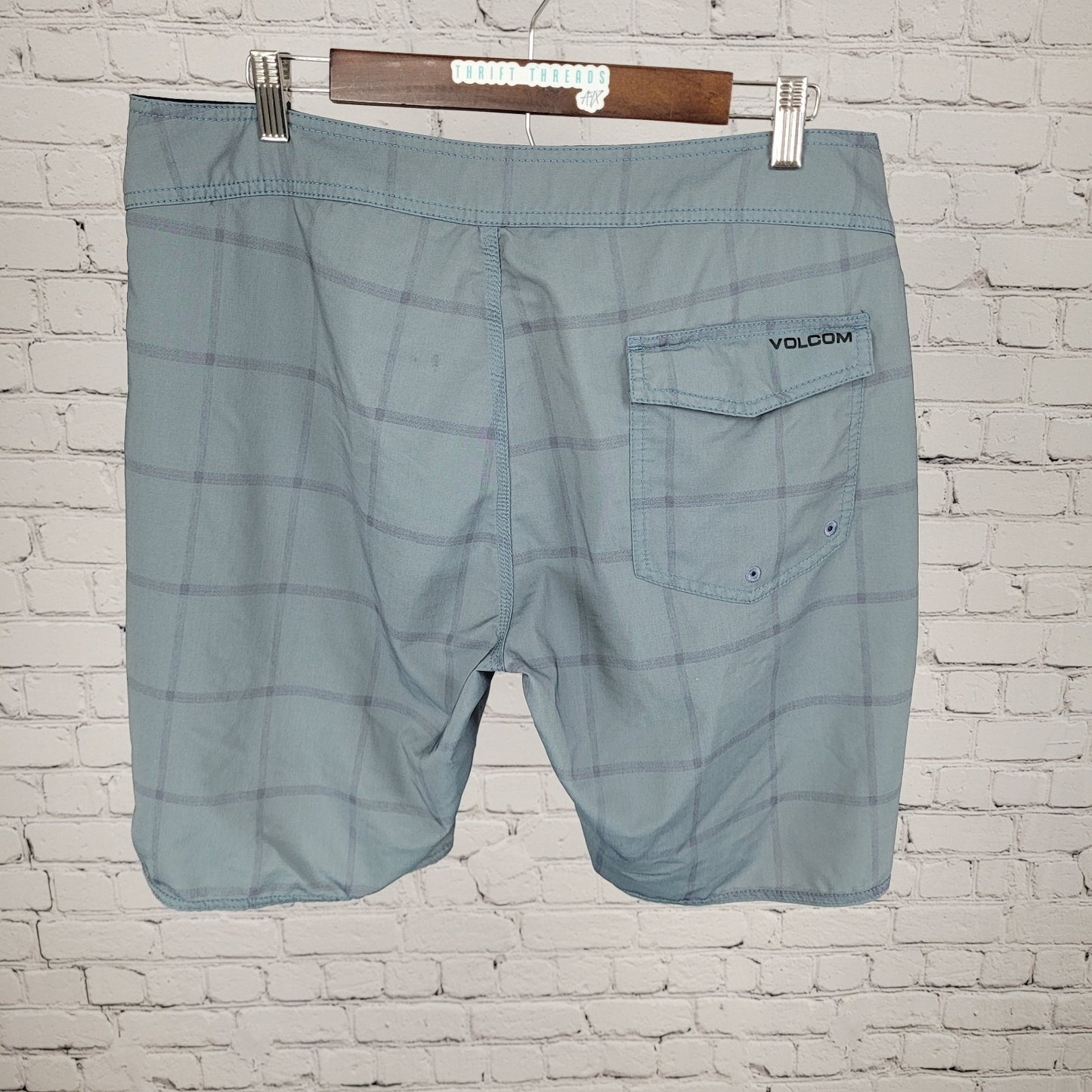 Volcom Blue Lightweight Stretch Back Pocket Board Shorts Swim Trunks Size 34x9