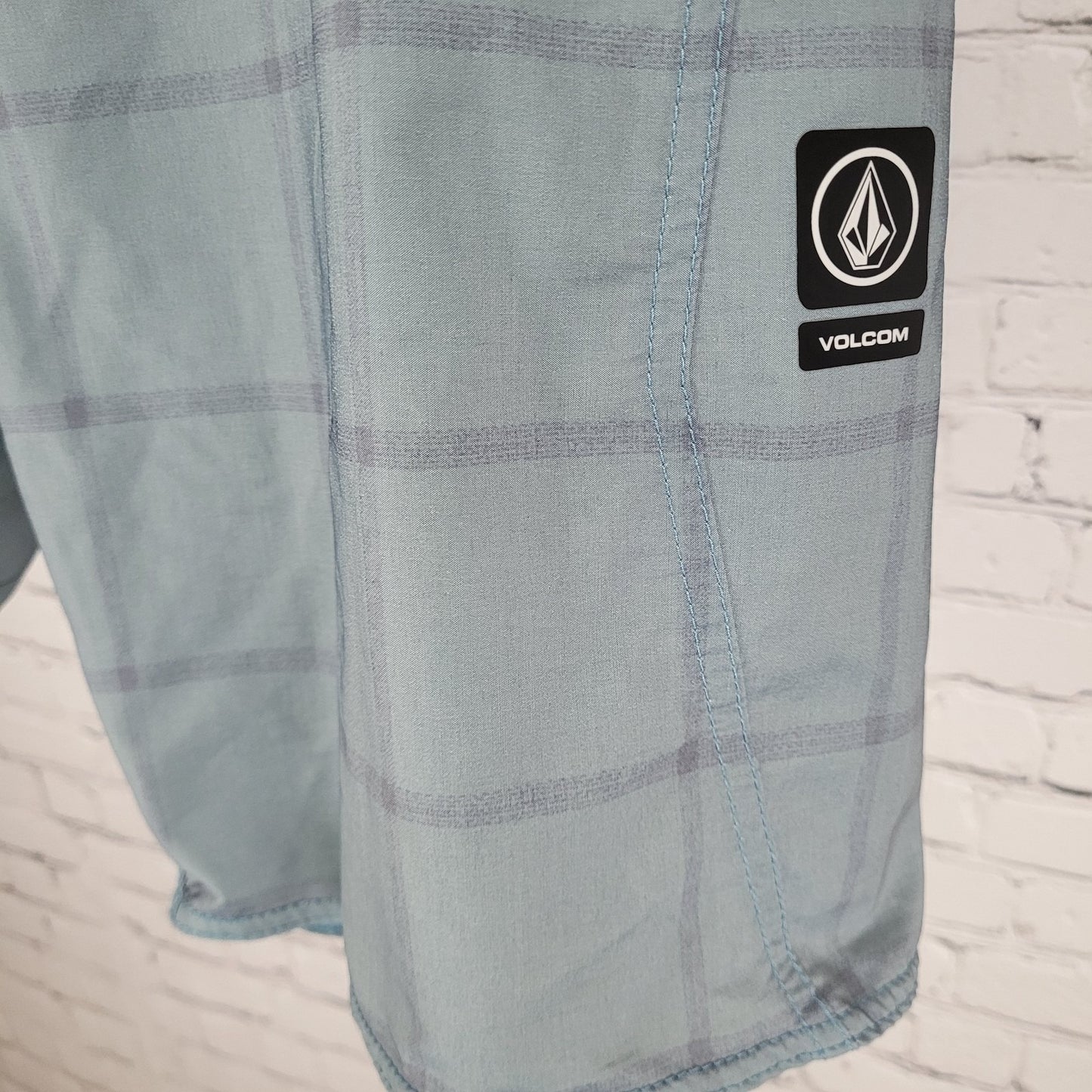 Volcom Blue Lightweight Stretch Back Pocket Board Shorts Swim Trunks Size 34x9