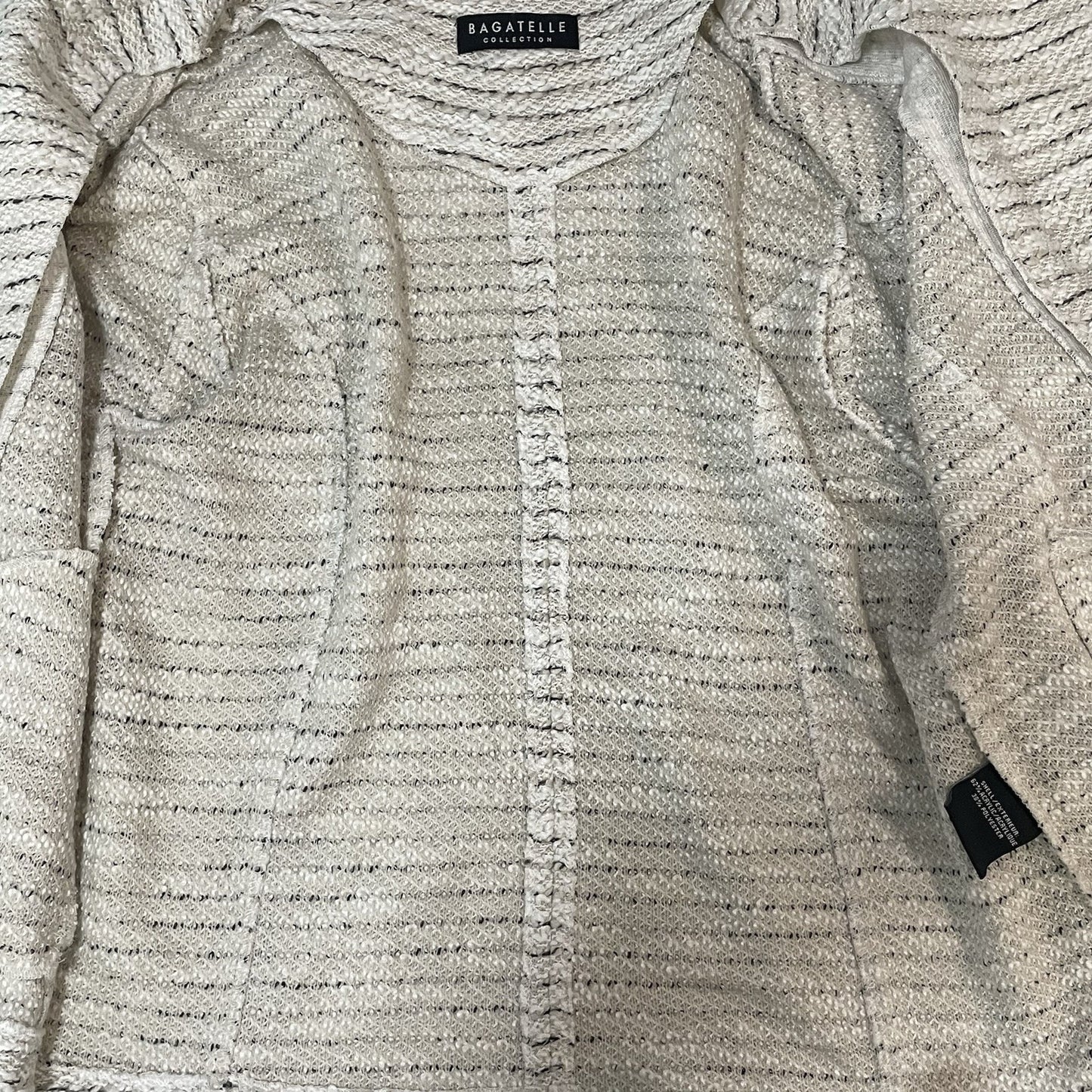 Bagatelle Ivory Knit Asymmetric Zipped Unlined Pockets Moto Jacket Size Large L