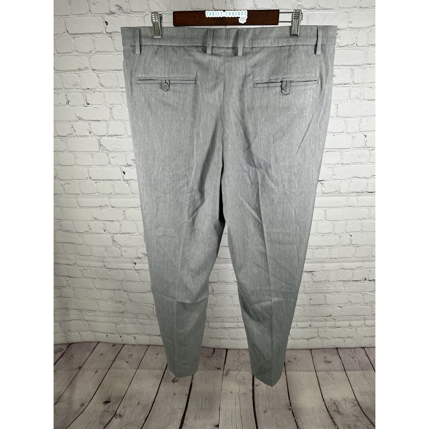 Tahari Gray Polyester Blend Mid Rise Men’s Slacks Dress Pant (38 x 30)