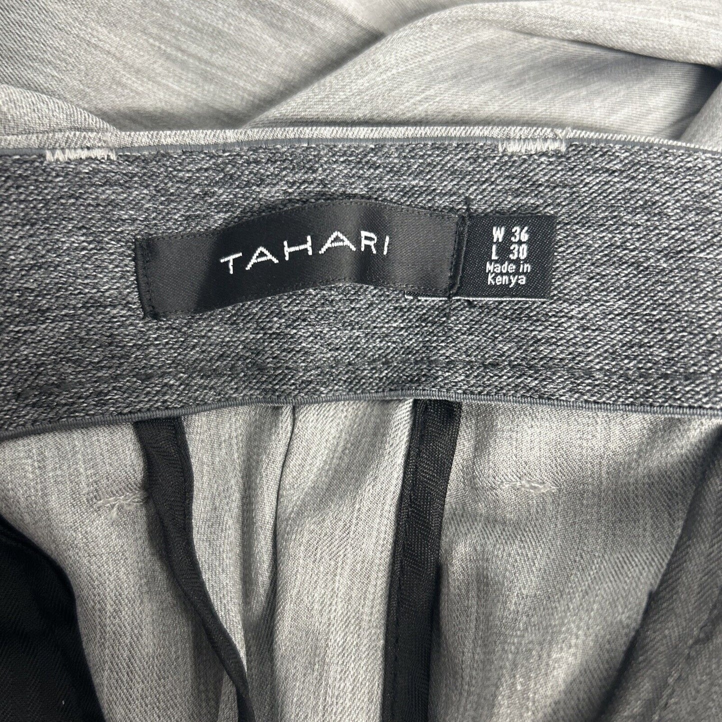 Tahari Gray Polyester Blend Mid Rise Men’s Slacks Dress Pant (38 x 30)