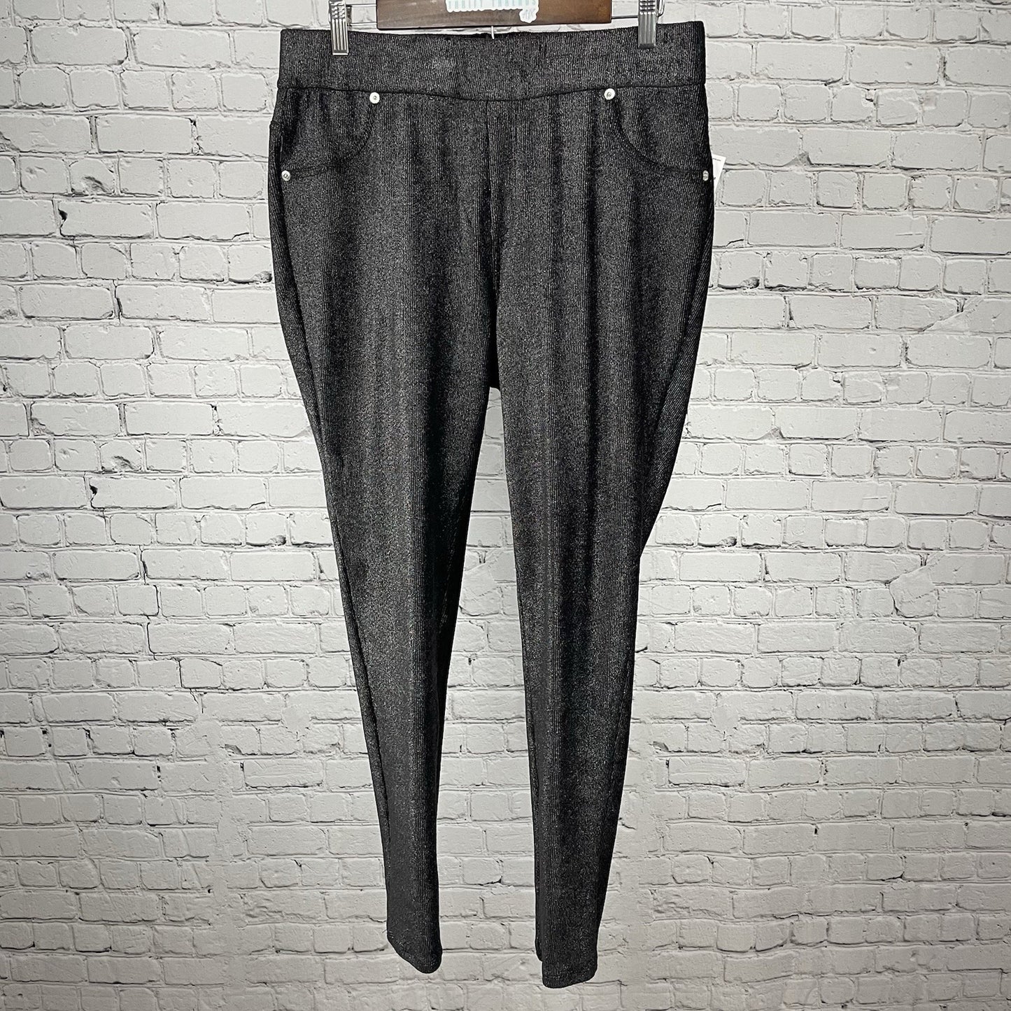 NWT Michael Kors Black & Silver Shimmer High Rise Jegging Pants Size 1X (33x31)