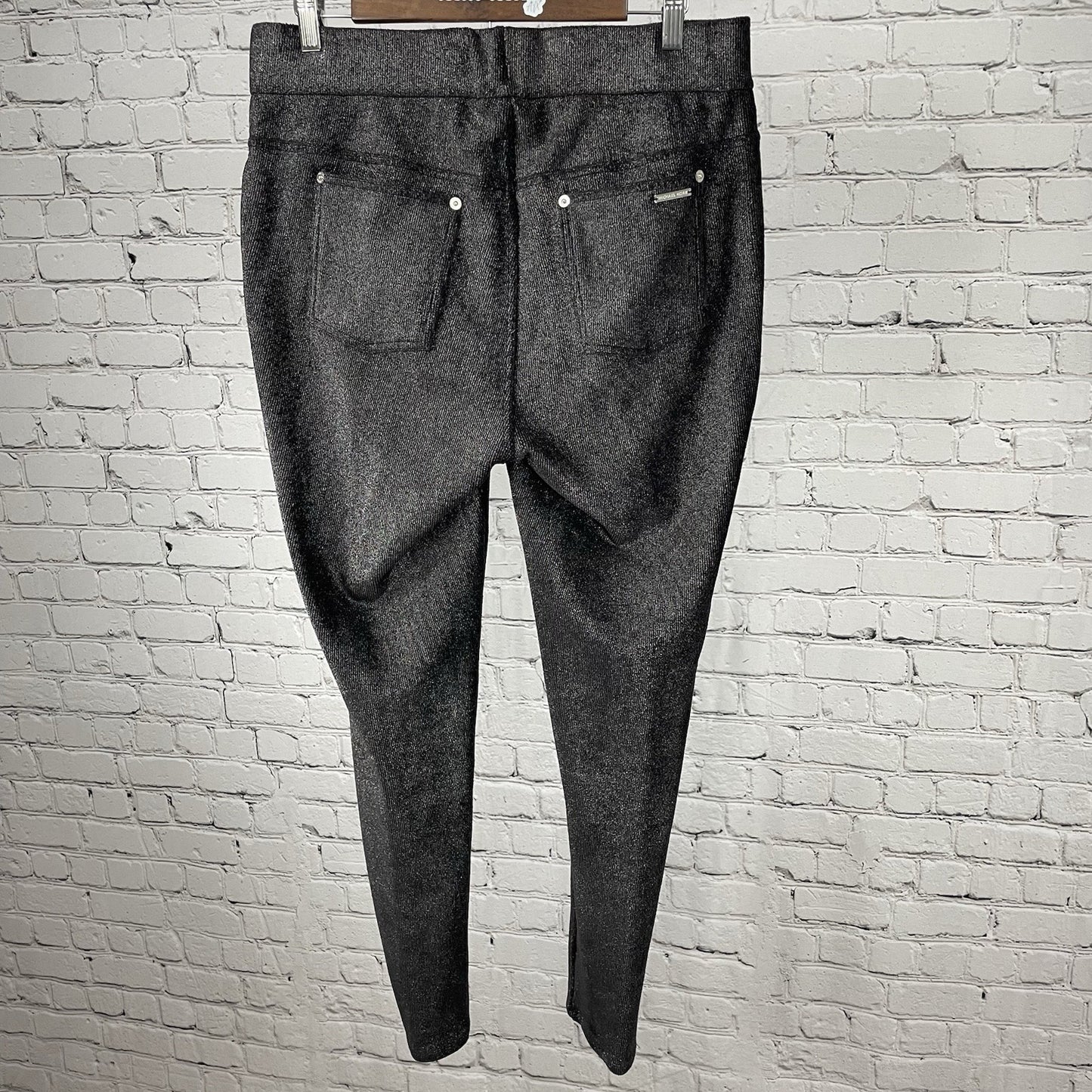 NWT Michael Kors Black & Silver Shimmer High Rise Jegging Pants Size 1X (33x31)