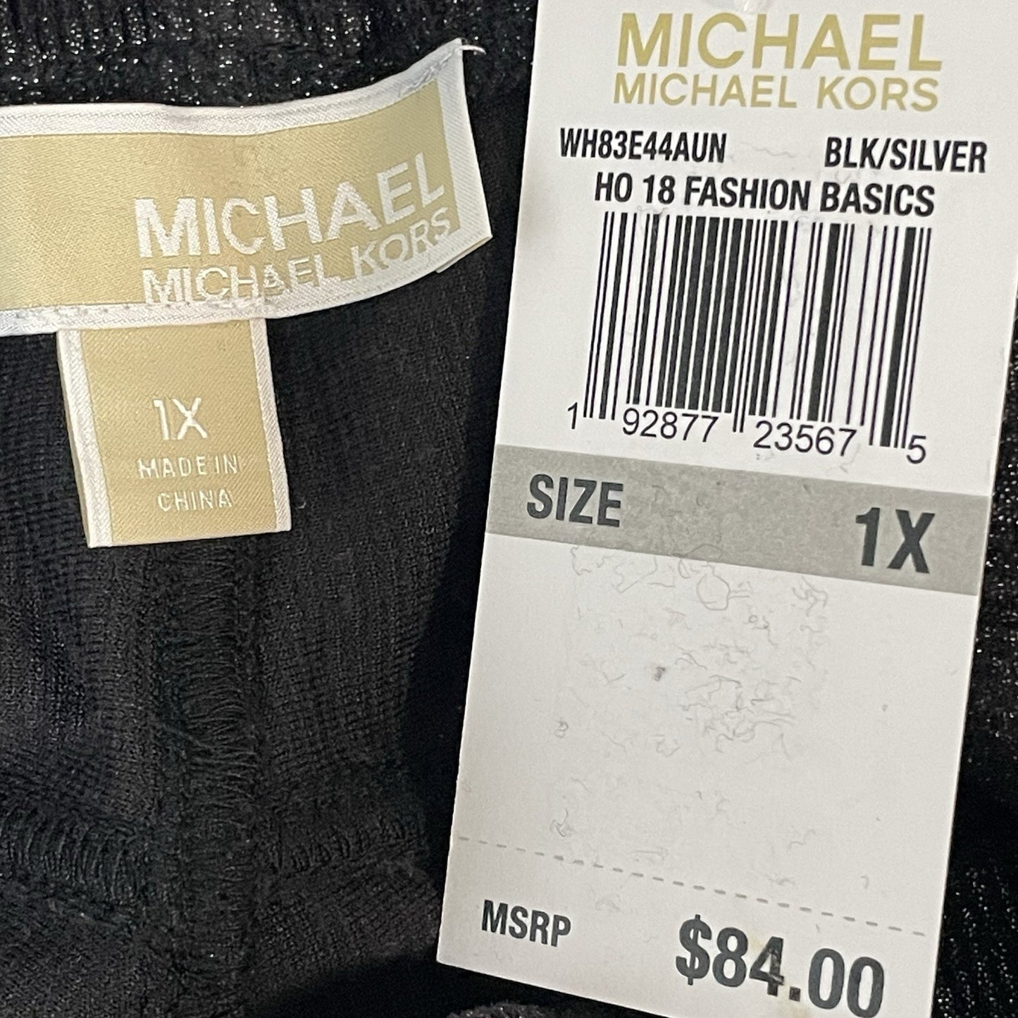 NWT Michael Kors Black & Silver Shimmer High Rise Jegging Pants Size 1X (33x31)