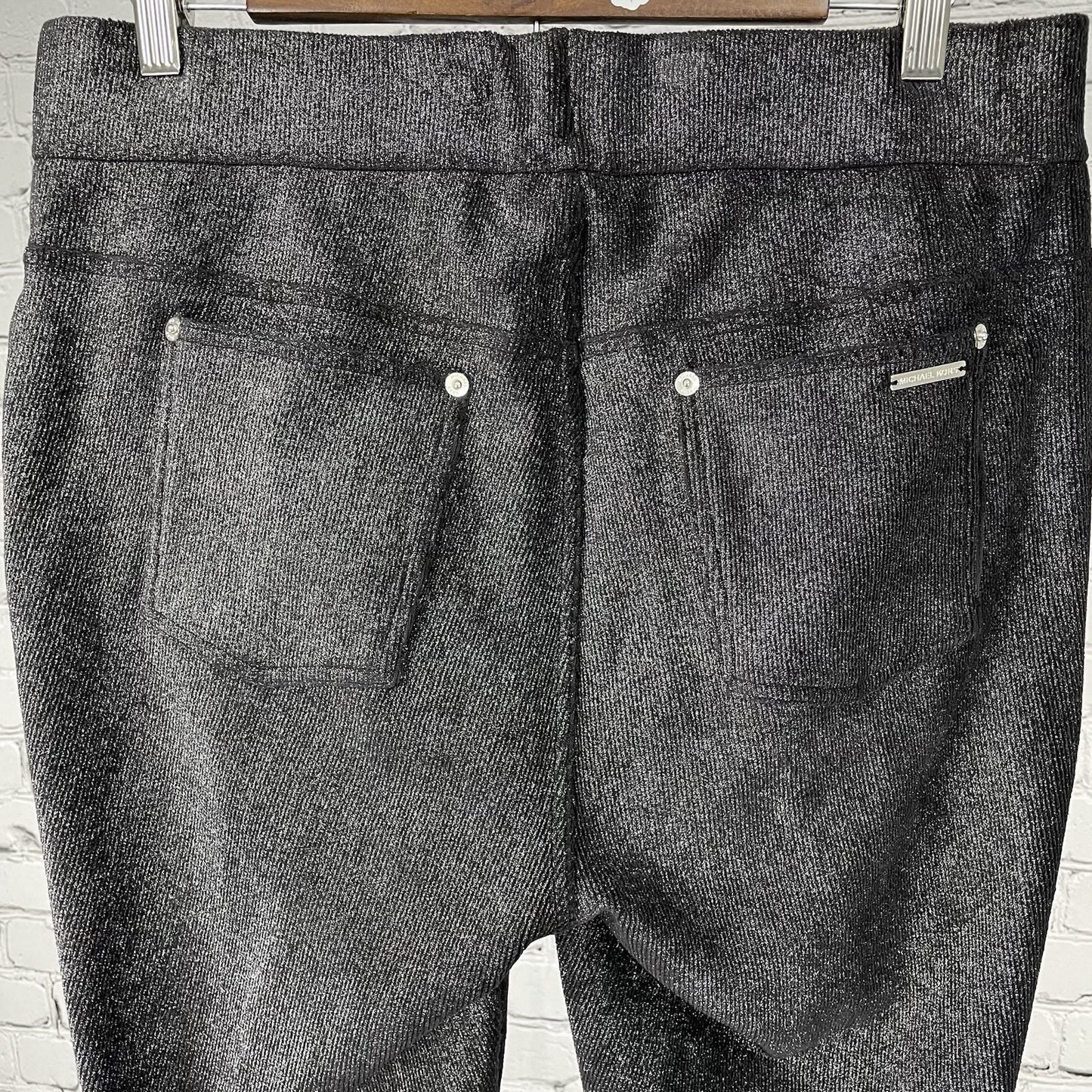 NWT Michael Kors Black & Silver Shimmer High Rise Jegging Pants Size 1X (33x31)