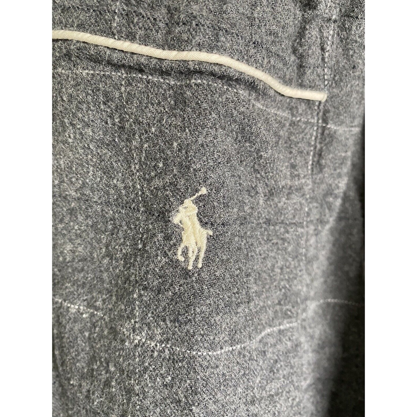 POLO Ralph Lauren Gray Plaid Button Up Sleep Shirt Pocket Size M Medium