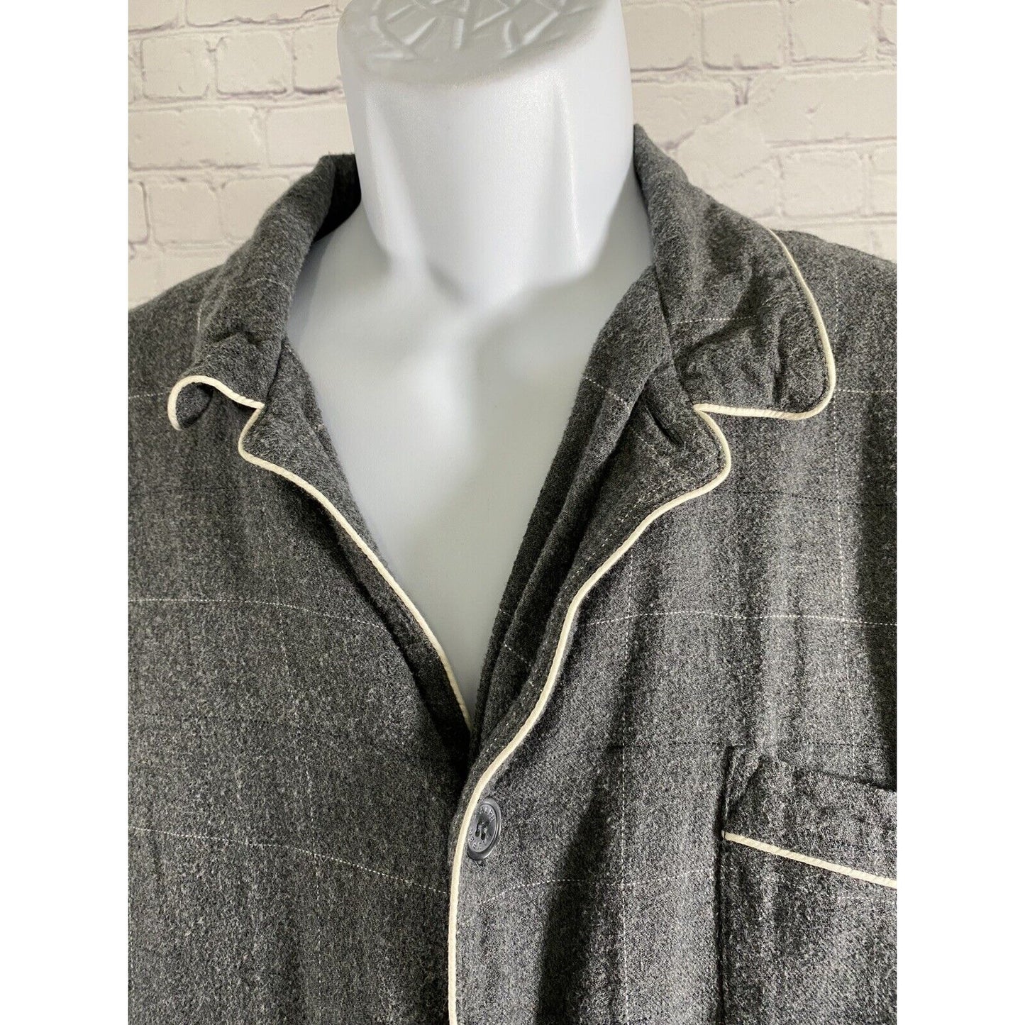 POLO Ralph Lauren Gray Plaid Button Up Sleep Shirt Pocket Size M Medium