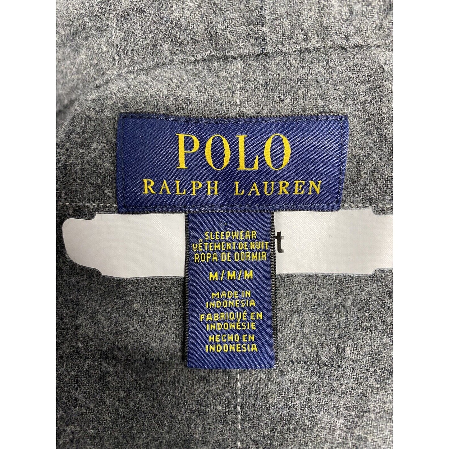 POLO Ralph Lauren Gray Plaid Button Up Sleep Shirt Pocket Size M Medium