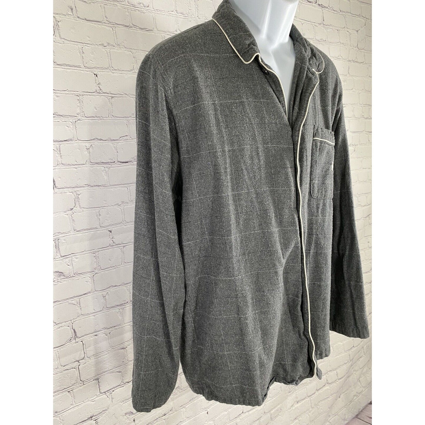 POLO Ralph Lauren Gray Plaid Button Up Sleep Shirt Pocket Size M Medium