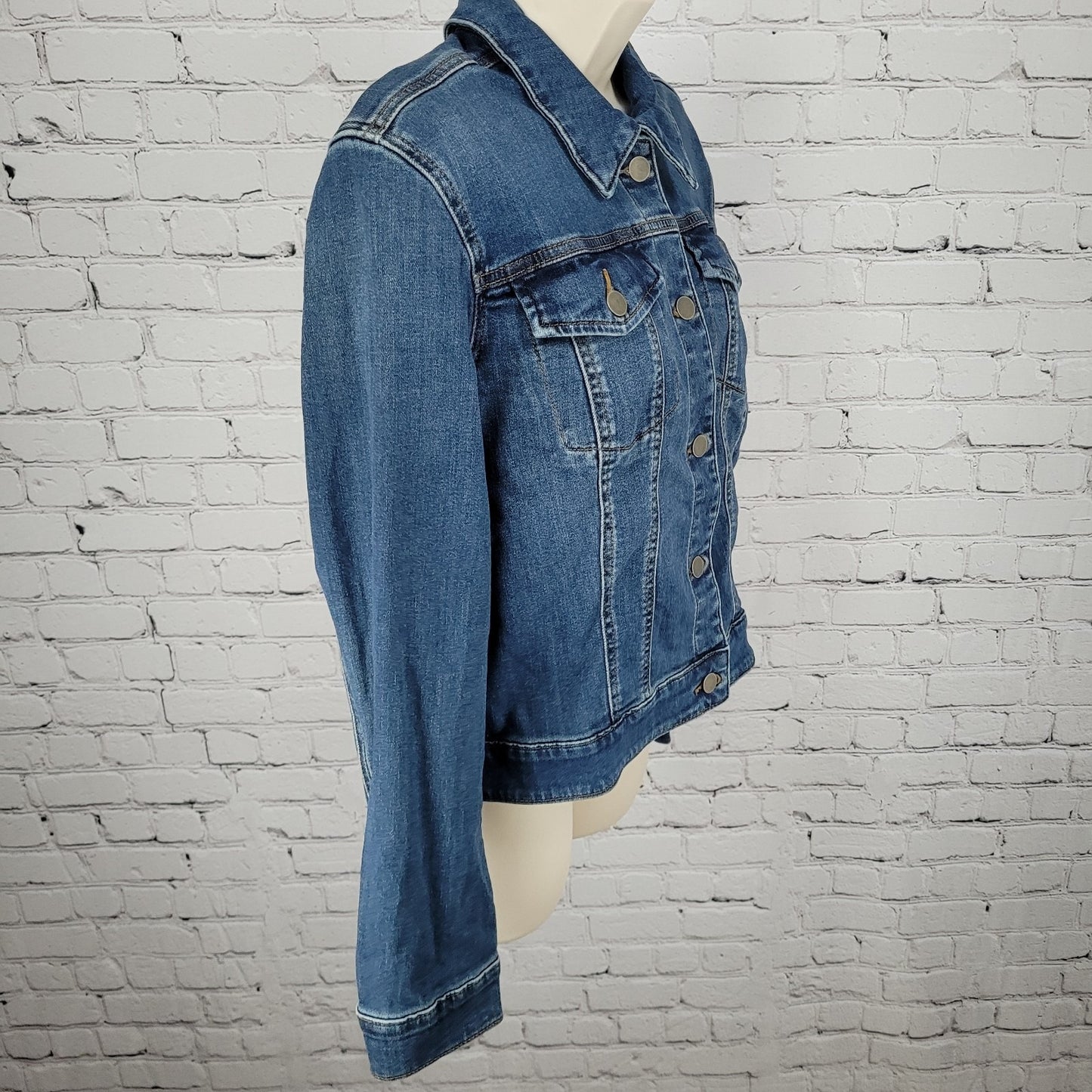 NWT KUT From The Kloth Julia Jacket Blue Denim Jean Cotton Stretch Size Large L