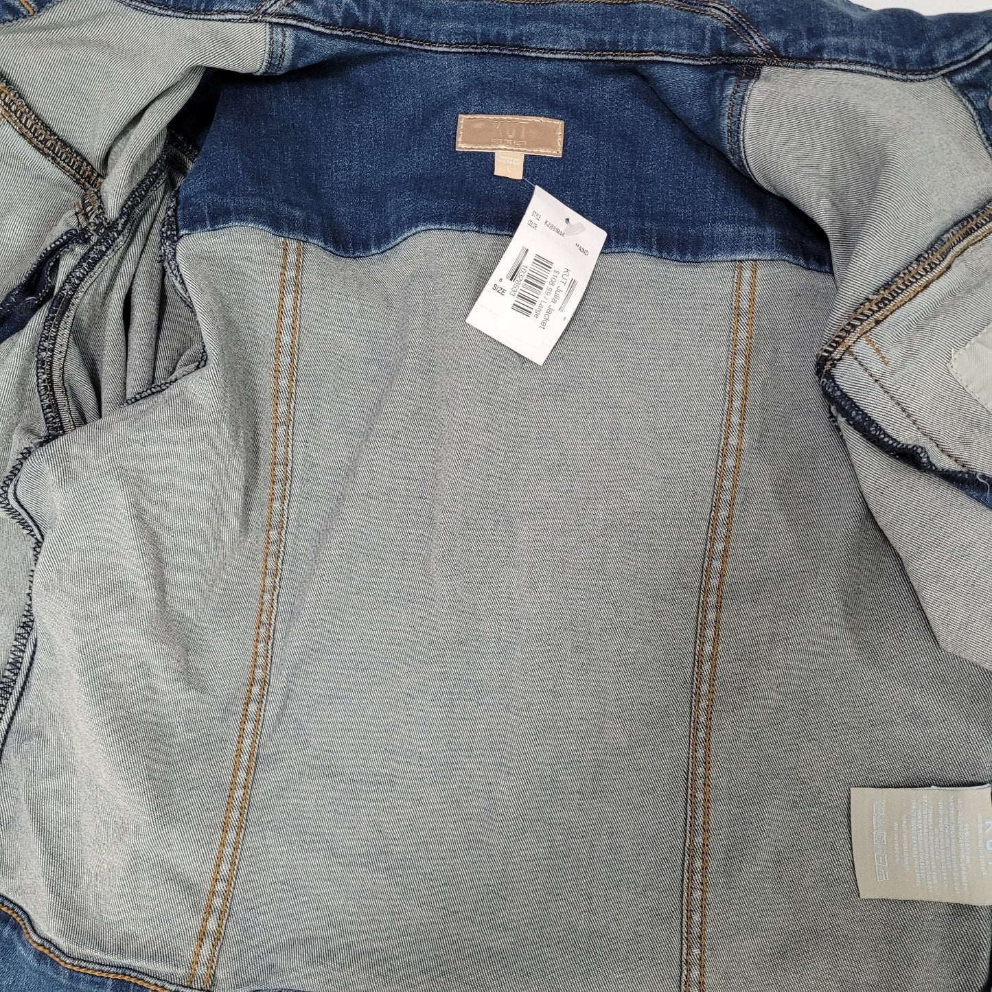 NWT KUT From The Kloth Julia Jacket Blue Denim Jean Cotton Stretch Size Large L
