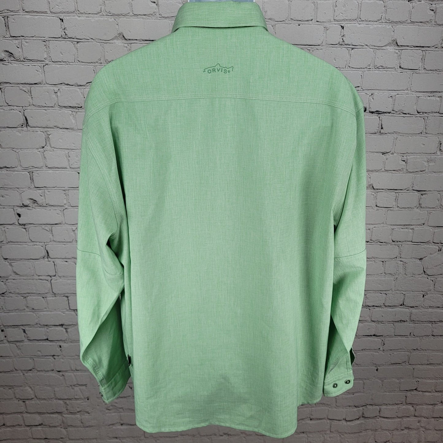 Orvis Green Outdoor Lightweight Stretch Long Sleeve Button Up Shirt Size XL