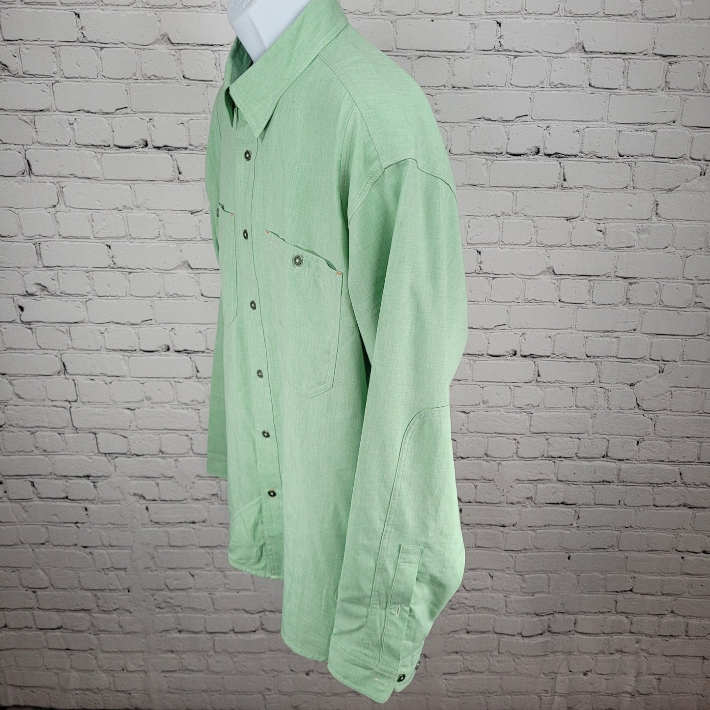 Orvis Green Outdoor Lightweight Stretch Long Sleeve Button Up Shirt Size XL