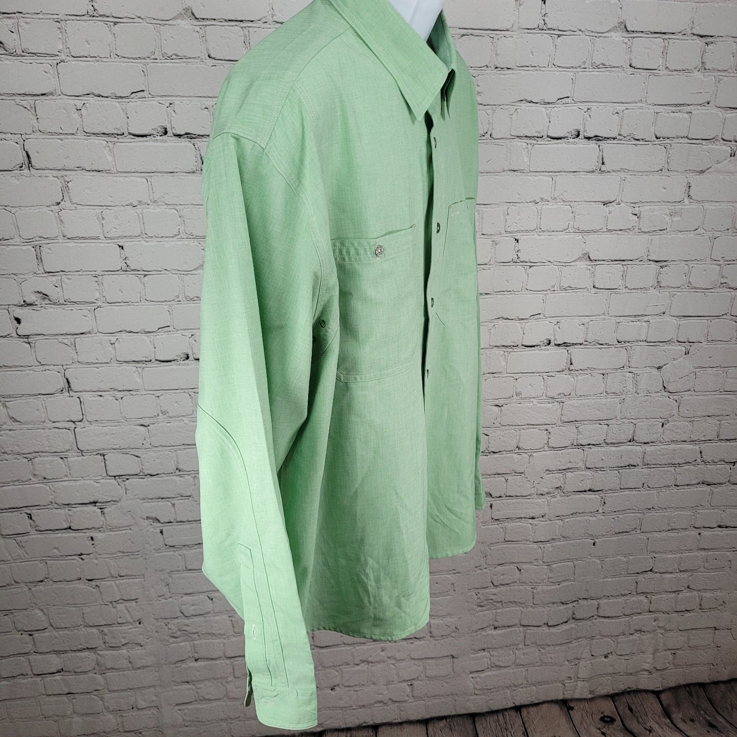Orvis Green Outdoor Lightweight Stretch Long Sleeve Button Up Shirt Size XL