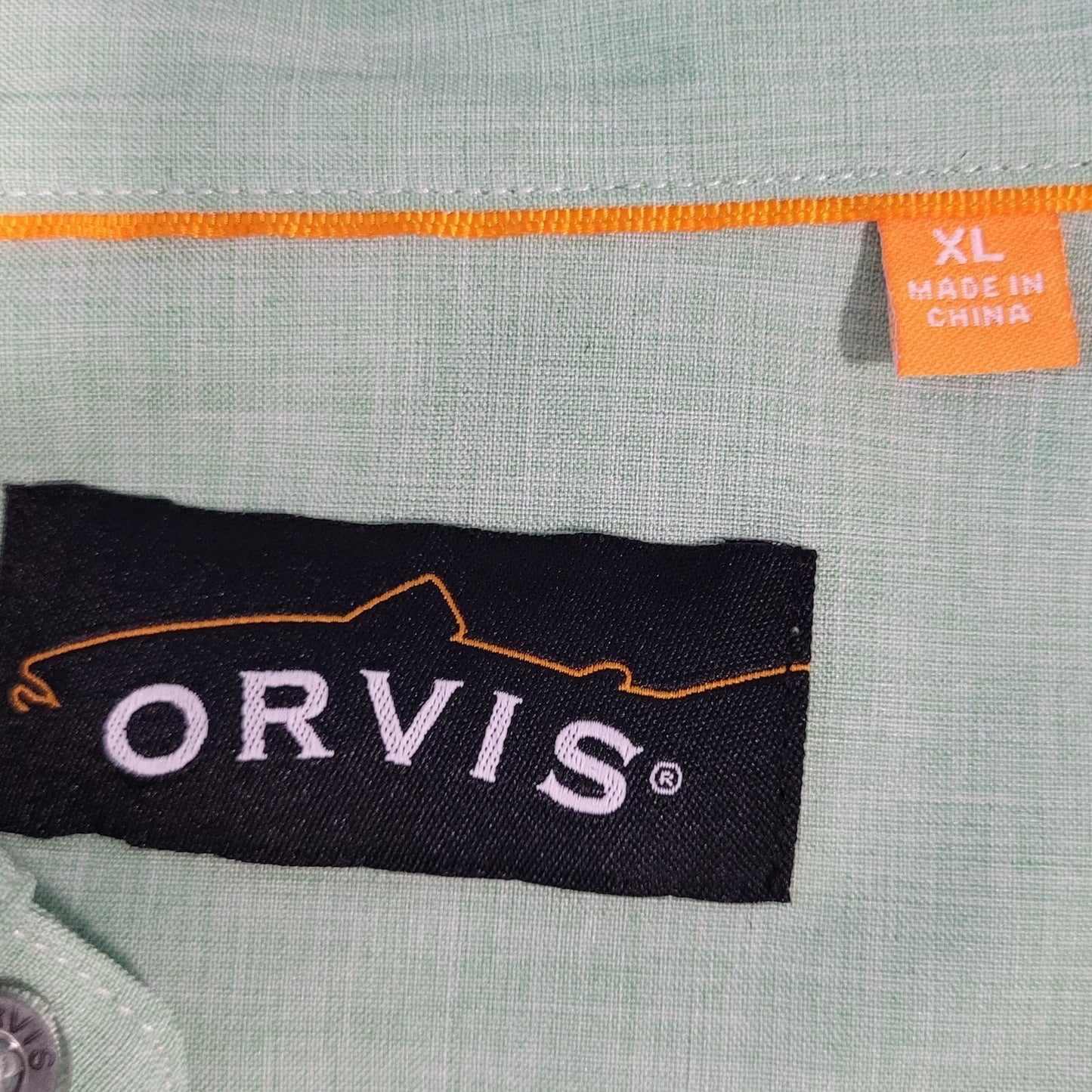Orvis Green Outdoor Lightweight Stretch Long Sleeve Button Up Shirt Size XL