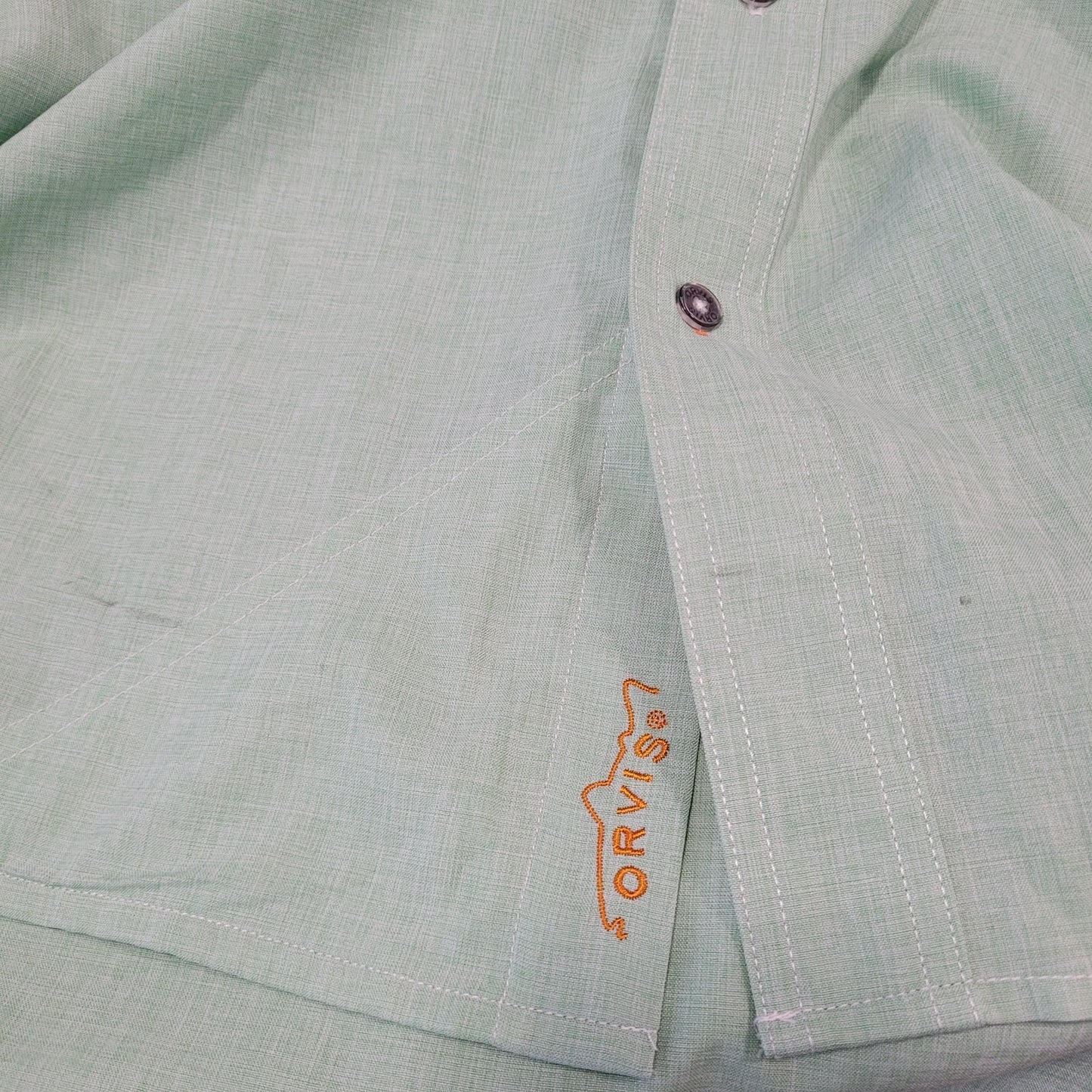 Orvis Green Outdoor Lightweight Stretch Long Sleeve Button Up Shirt Size XL