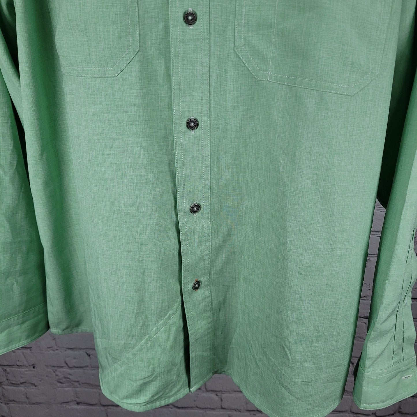 Orvis Green Outdoor Lightweight Stretch Long Sleeve Button Up Shirt Size XL
