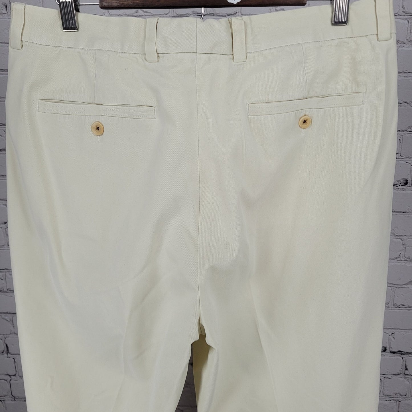 Tommy Bahama Ivory Cotton Blend Relax Flat Front Chino Pants Size 35 (35x33)