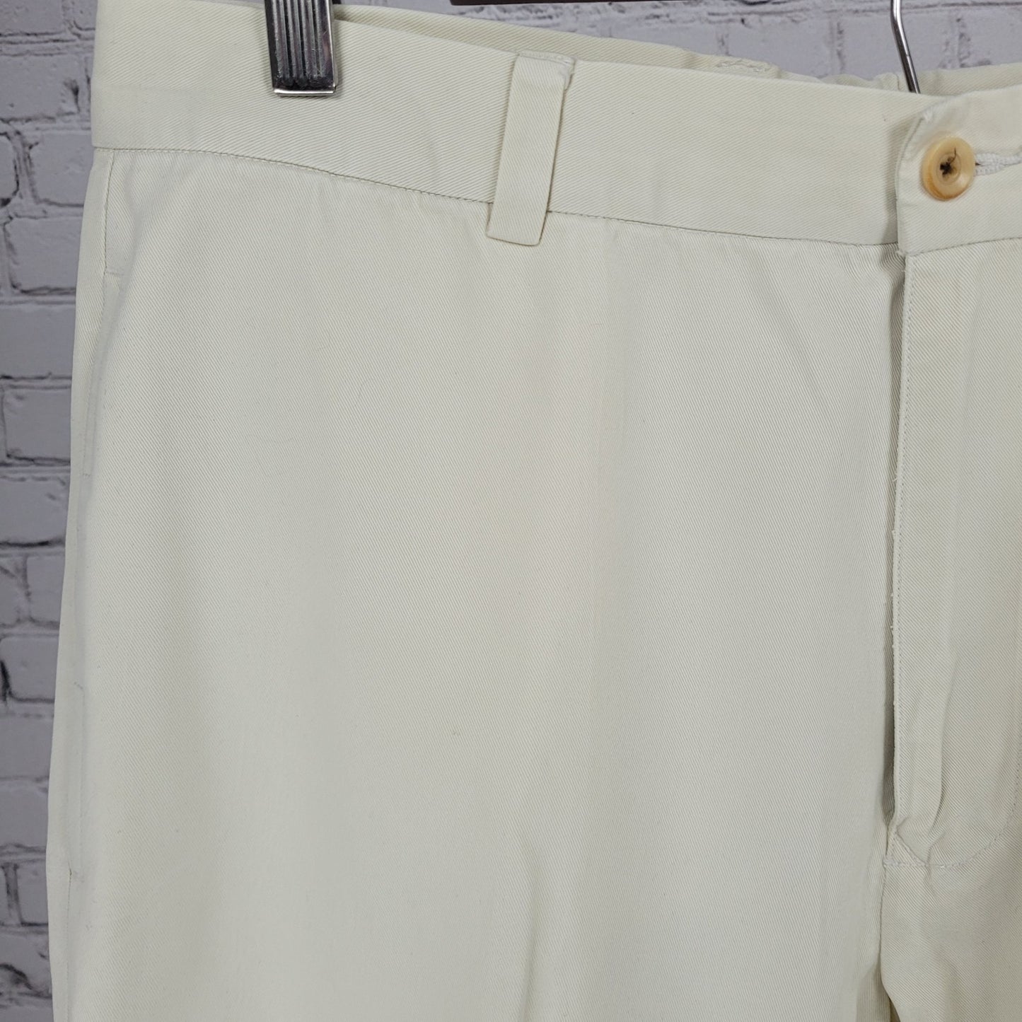 Tommy Bahama Ivory Cotton Blend Relax Flat Front Chino Pants Size 35 (35x33)