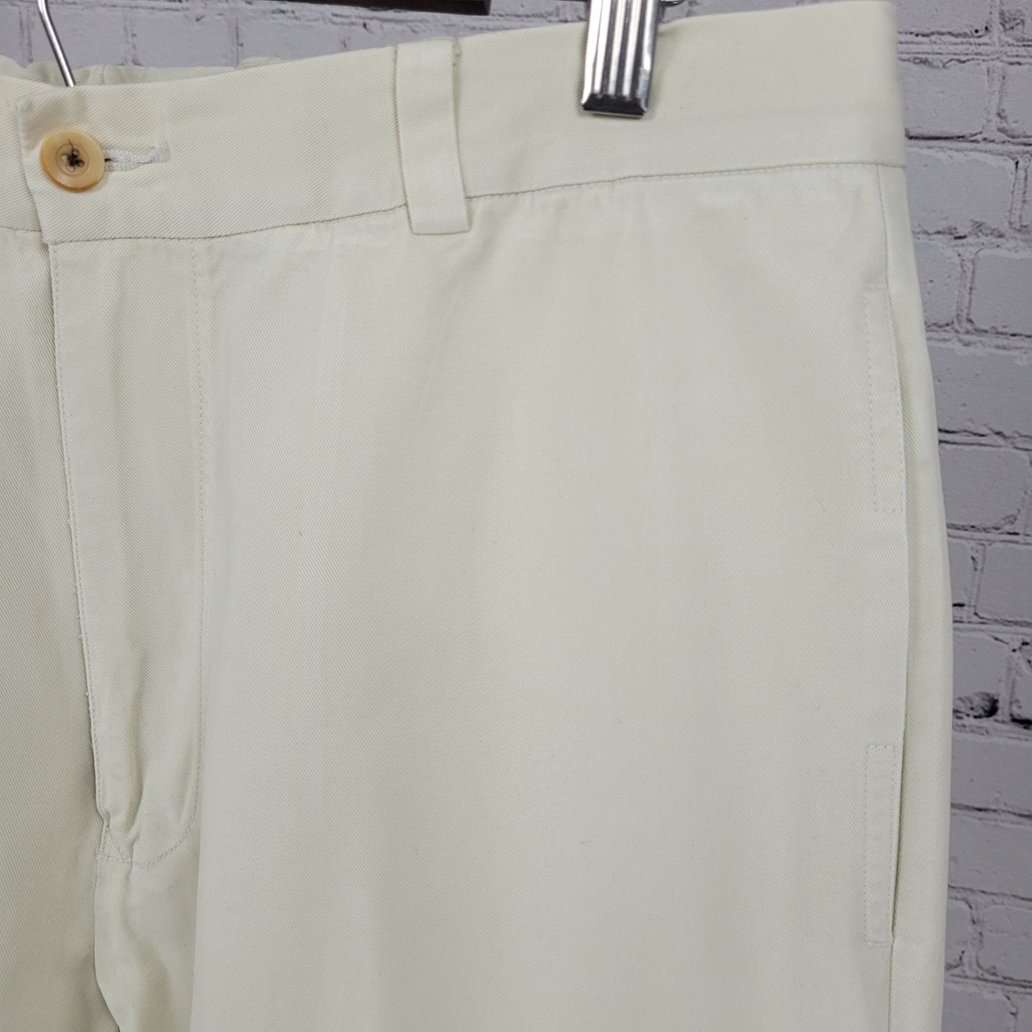 Tommy Bahama Ivory Cotton Blend Relax Flat Front Chino Pants Size 35 (35x33)