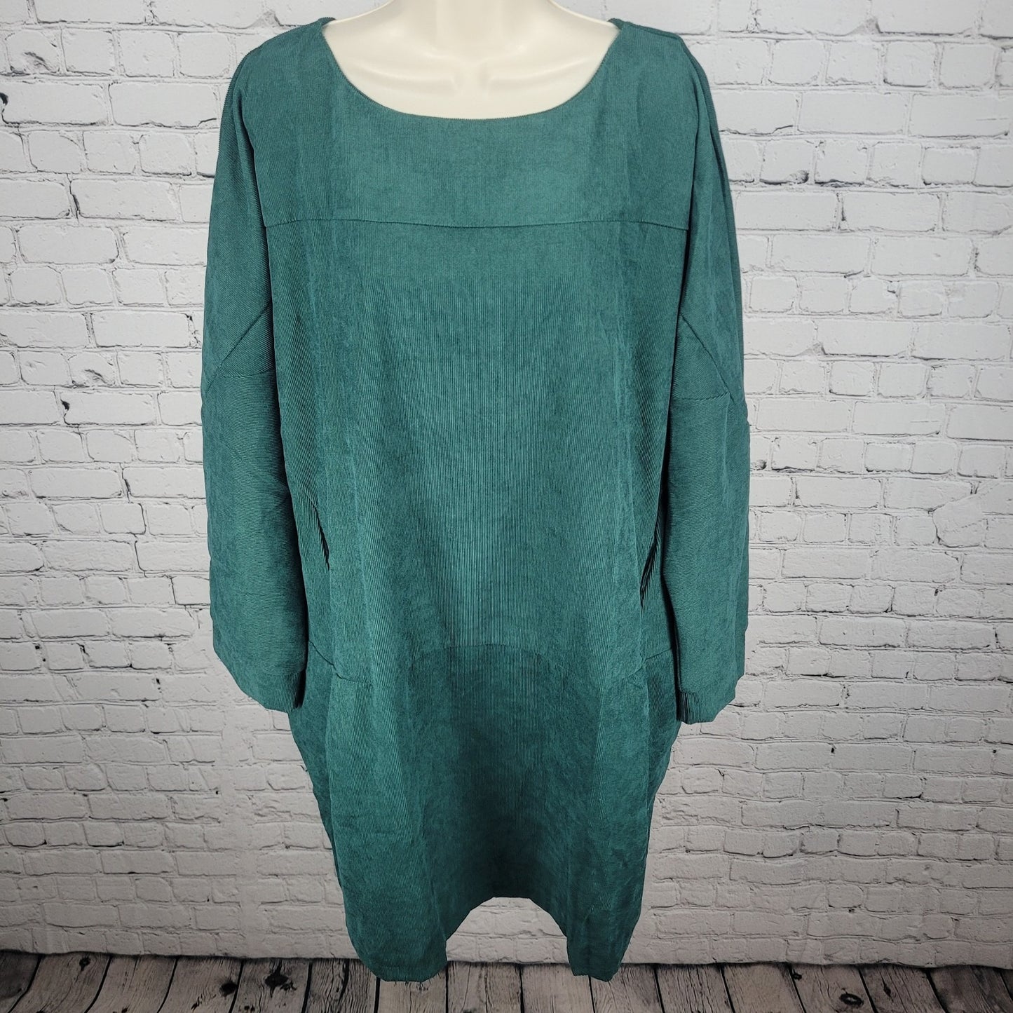 NWT Cellabie Corduroy Long Sleeve Pockets Pleated Unlined Dress Size 5XL