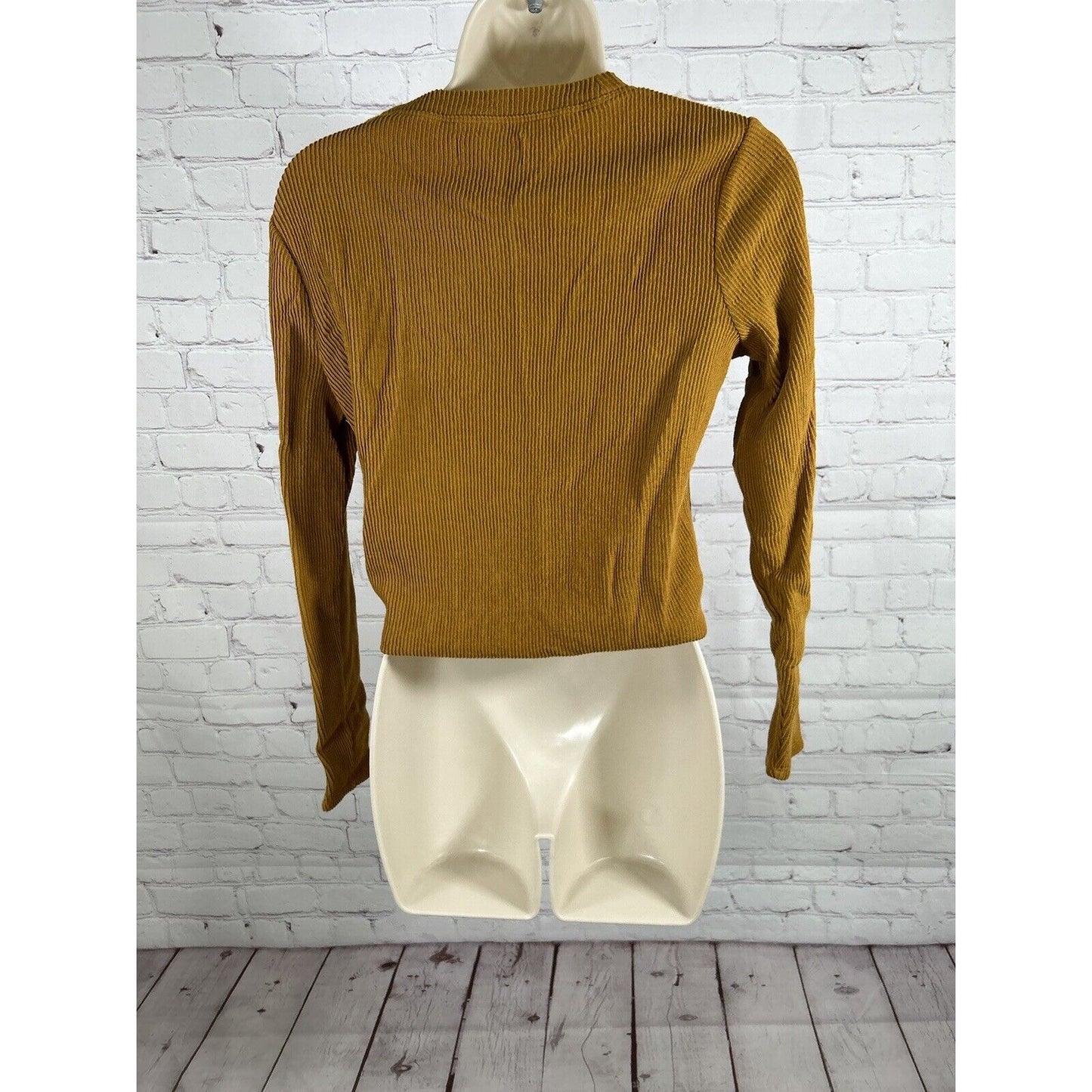 Texture & Thread Madewell Brown Ribbed Asymmetrical Long Sleeve Women’s Shirt S