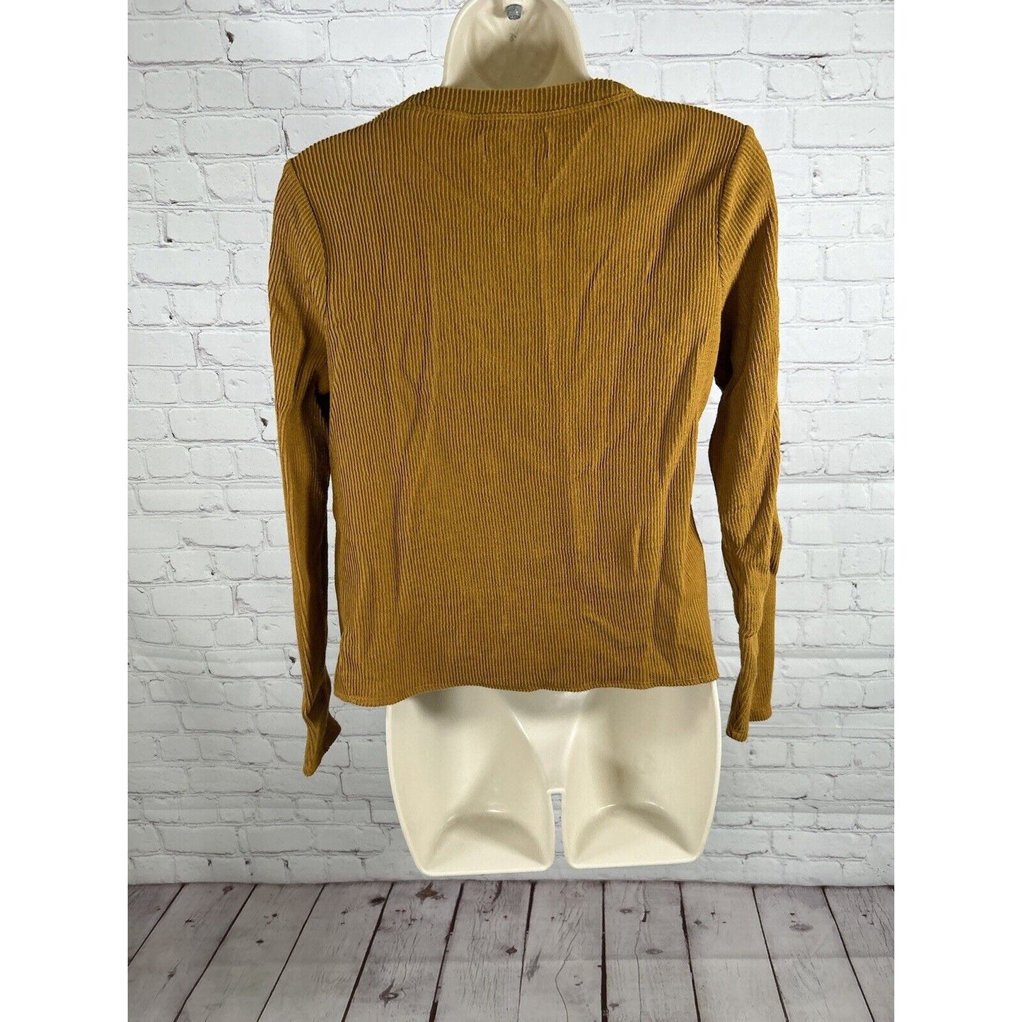 Texture & Thread Madewell Brown Ribbed Asymmetrical Long Sleeve Women’s Shirt S