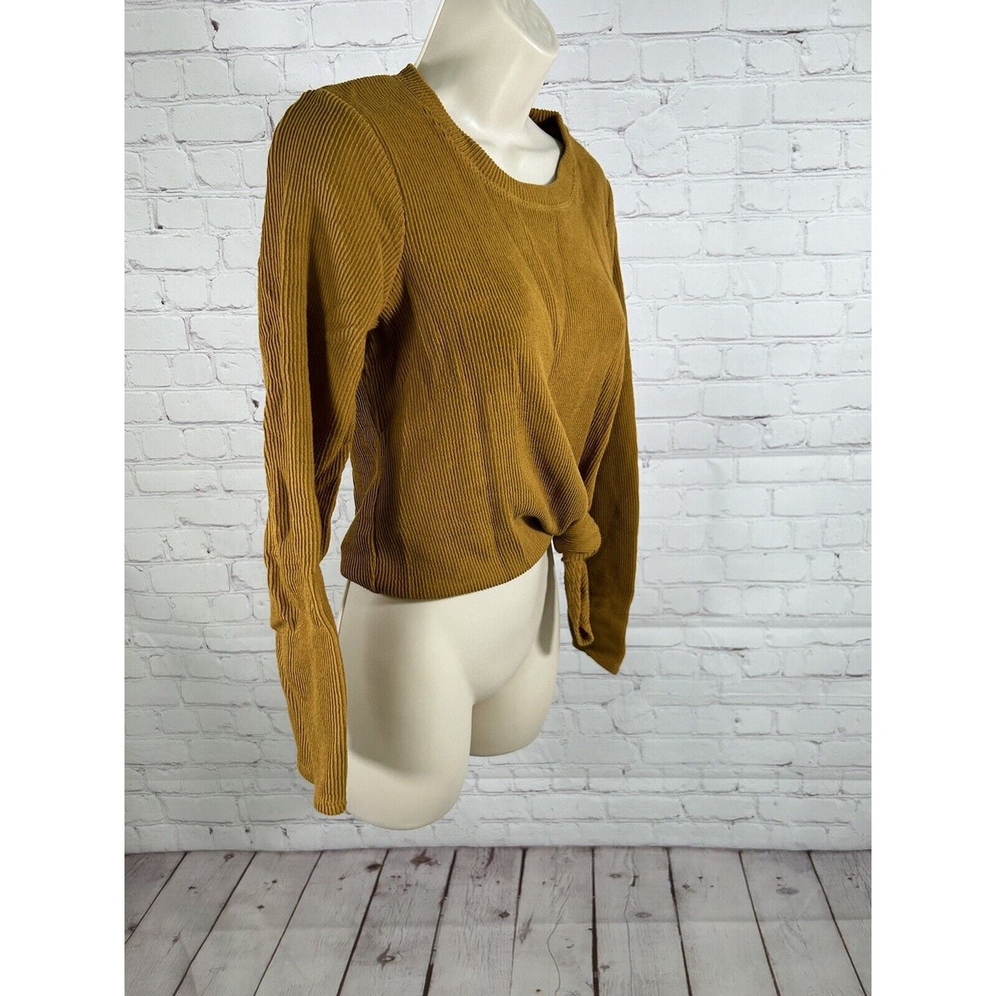 Texture & Thread Madewell Brown Ribbed Asymmetrical Long Sleeve Women’s Shirt S