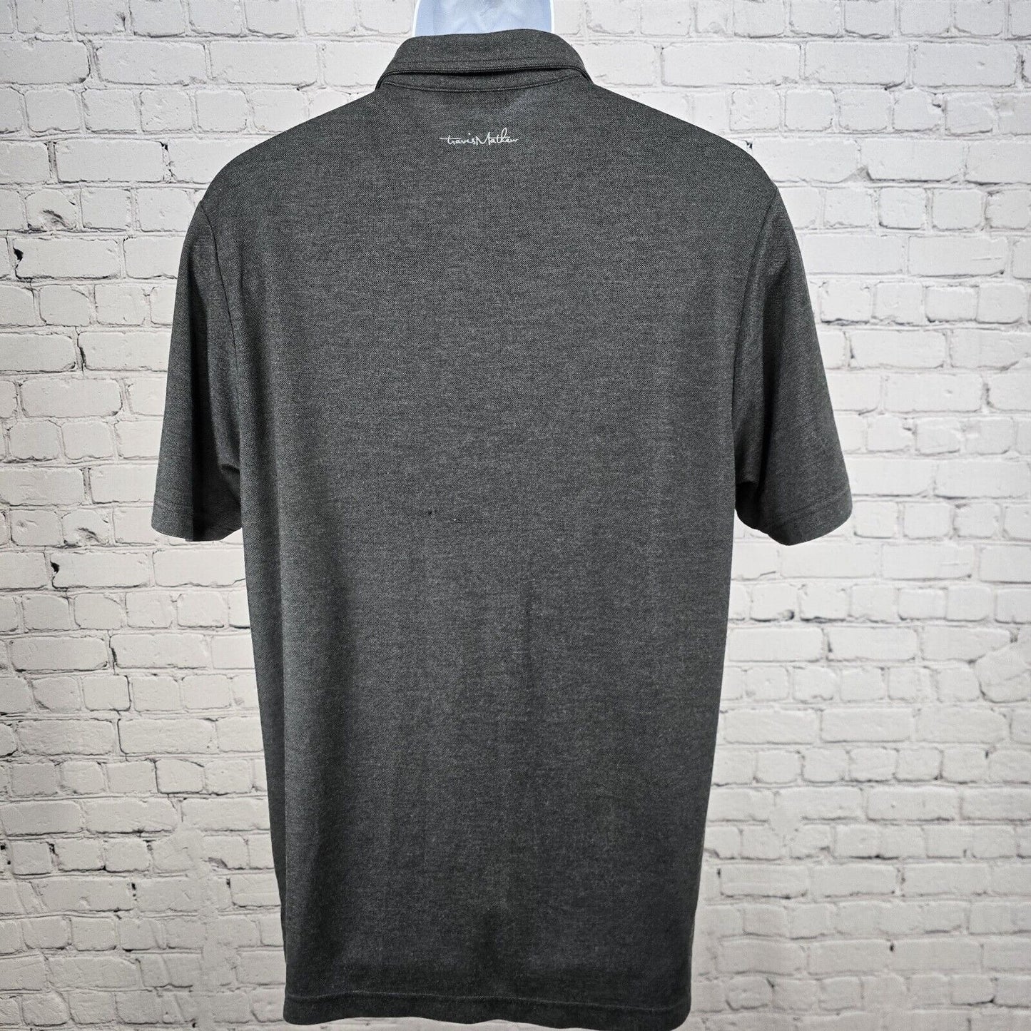 Travis Mathew Button Up Dark Gray Pocketed Polyester Blend Golf Polo Mens Size L