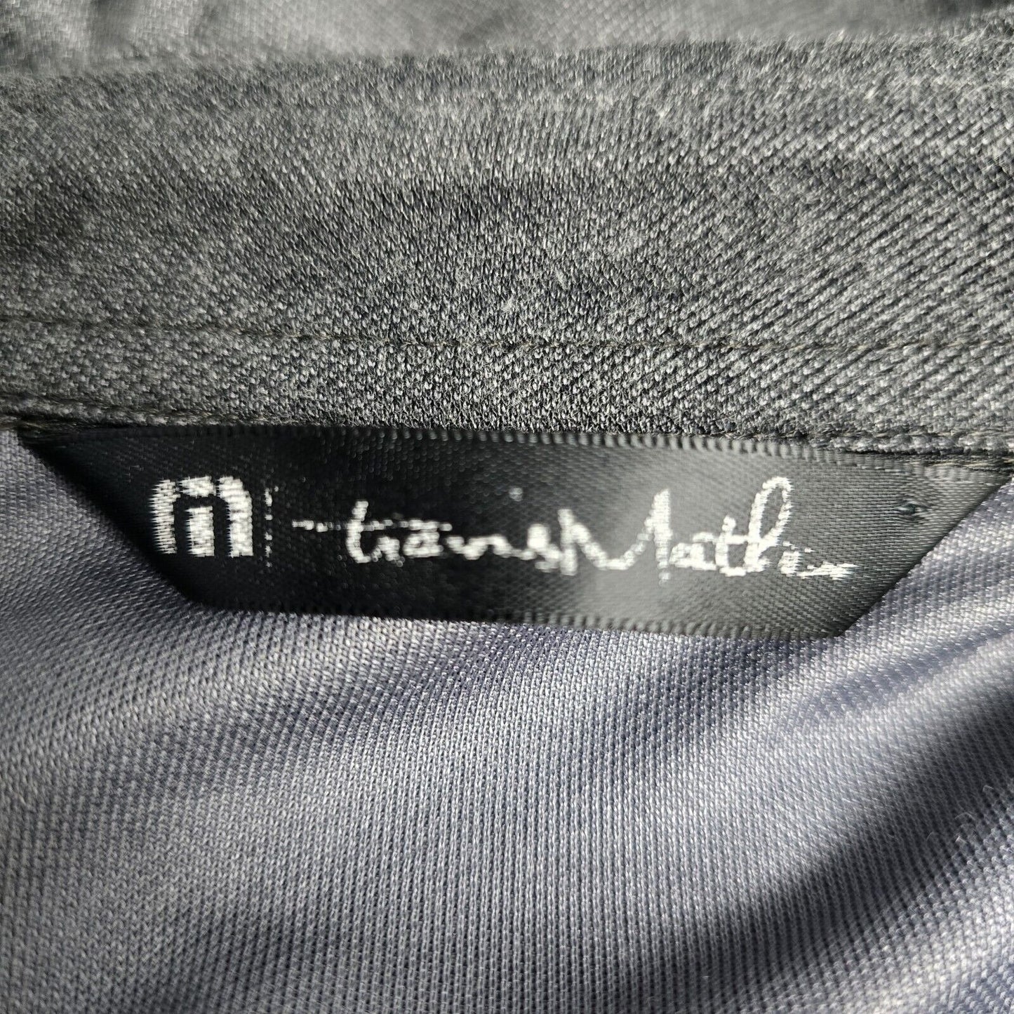 Travis Mathew Button Up Dark Gray Pocketed Polyester Blend Golf Polo Mens Size L