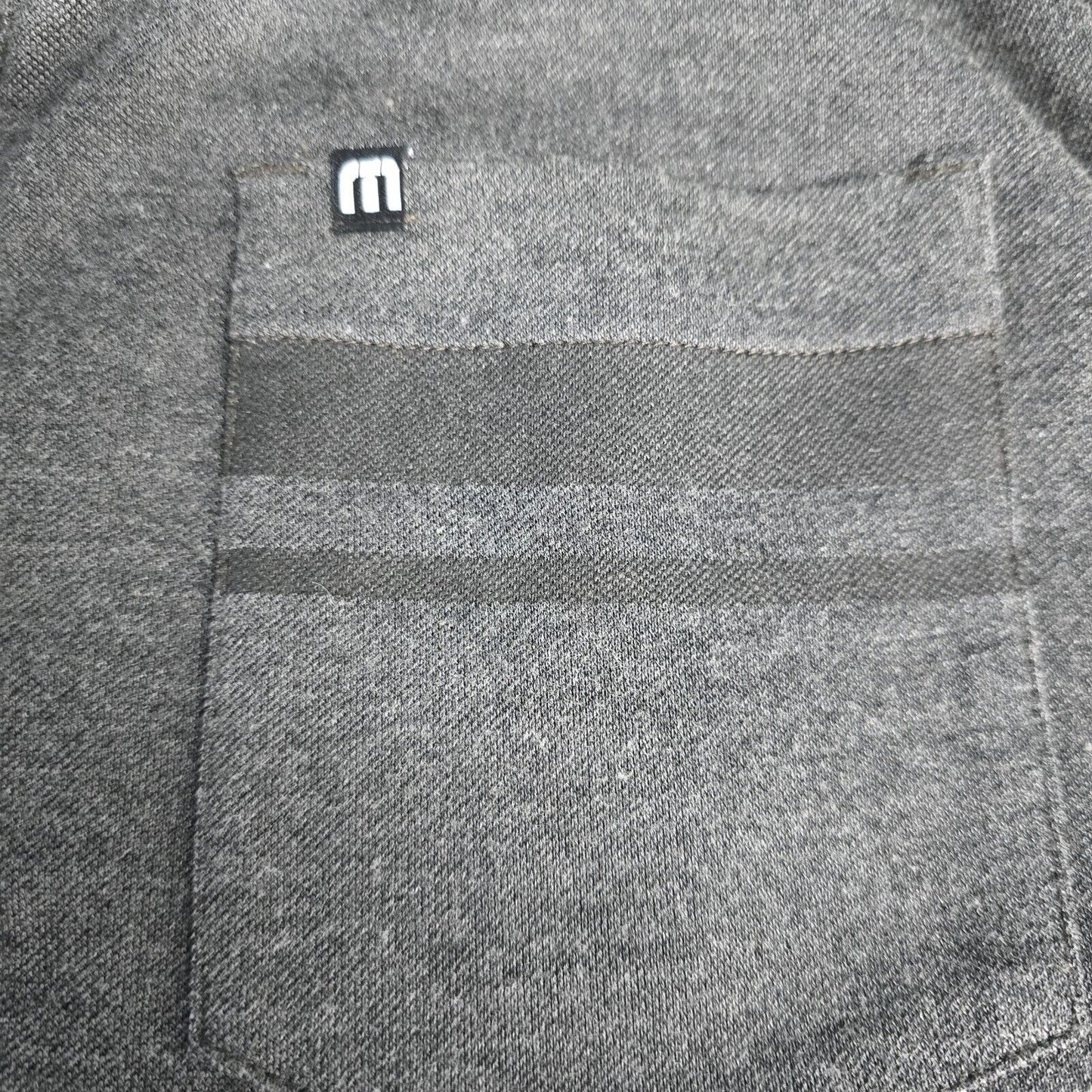 Travis Mathew Button Up Dark Gray Pocketed Polyester Blend Golf Polo Mens Size L