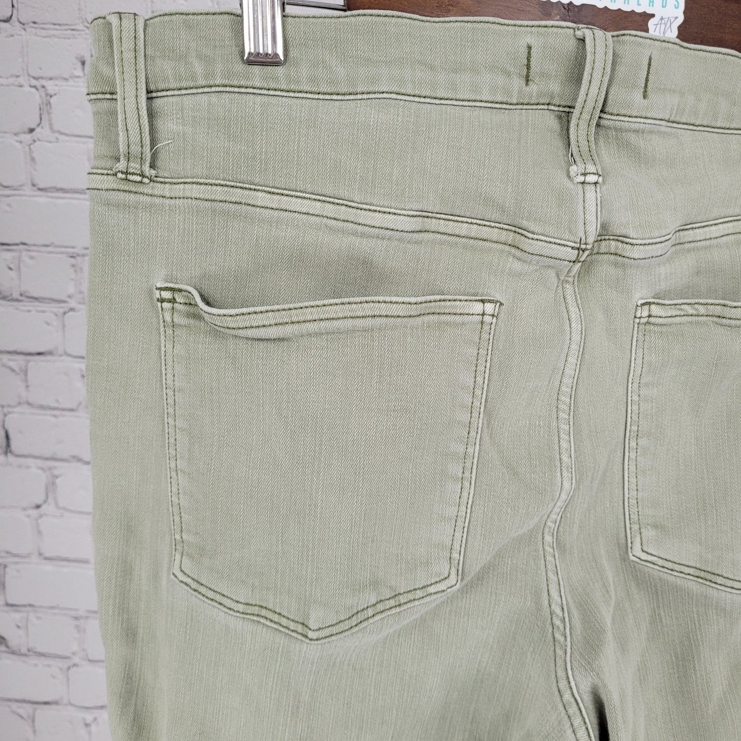 Madewell Muted Green High Rise Button Fly Stretch Skinny Jeans Size 32 (34x25.5)
