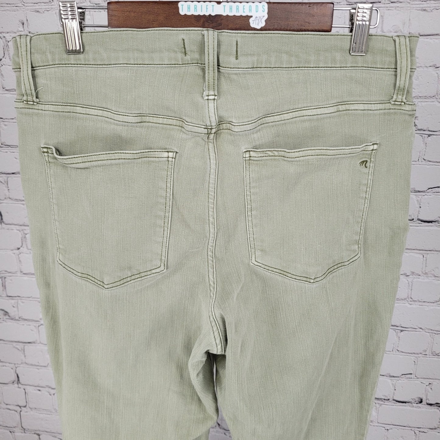 Madewell Muted Green High Rise Button Fly Stretch Skinny Jeans Size 32 (34x25.5)