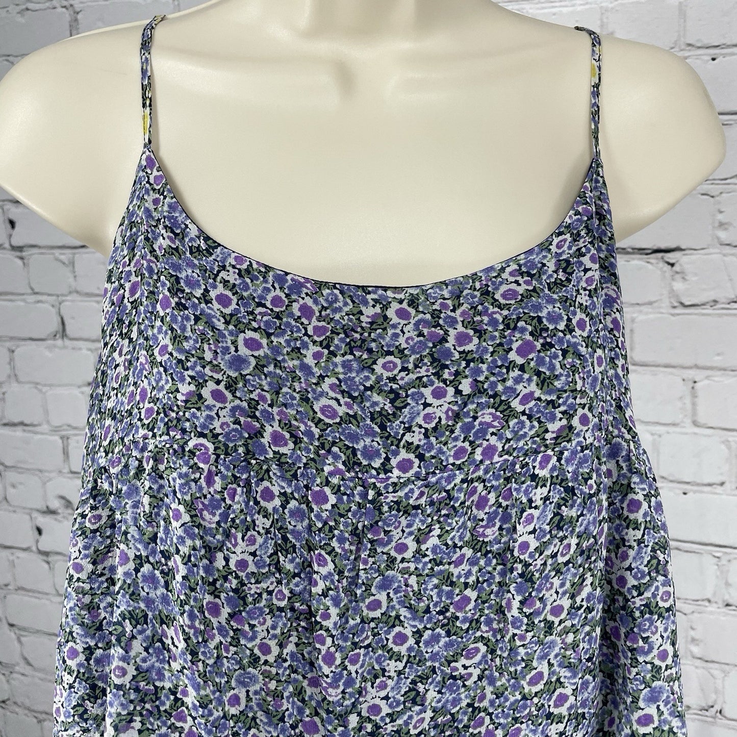 Joie Purple 100% Silk Floral Layered Adjustable Straps Top Lined Size Large L