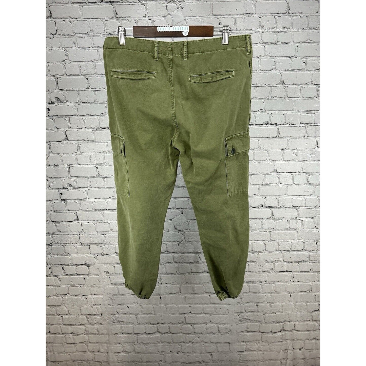 Zara Army Green Cargo Jogger Mid Rise Pants Pockets Women’s Size 8