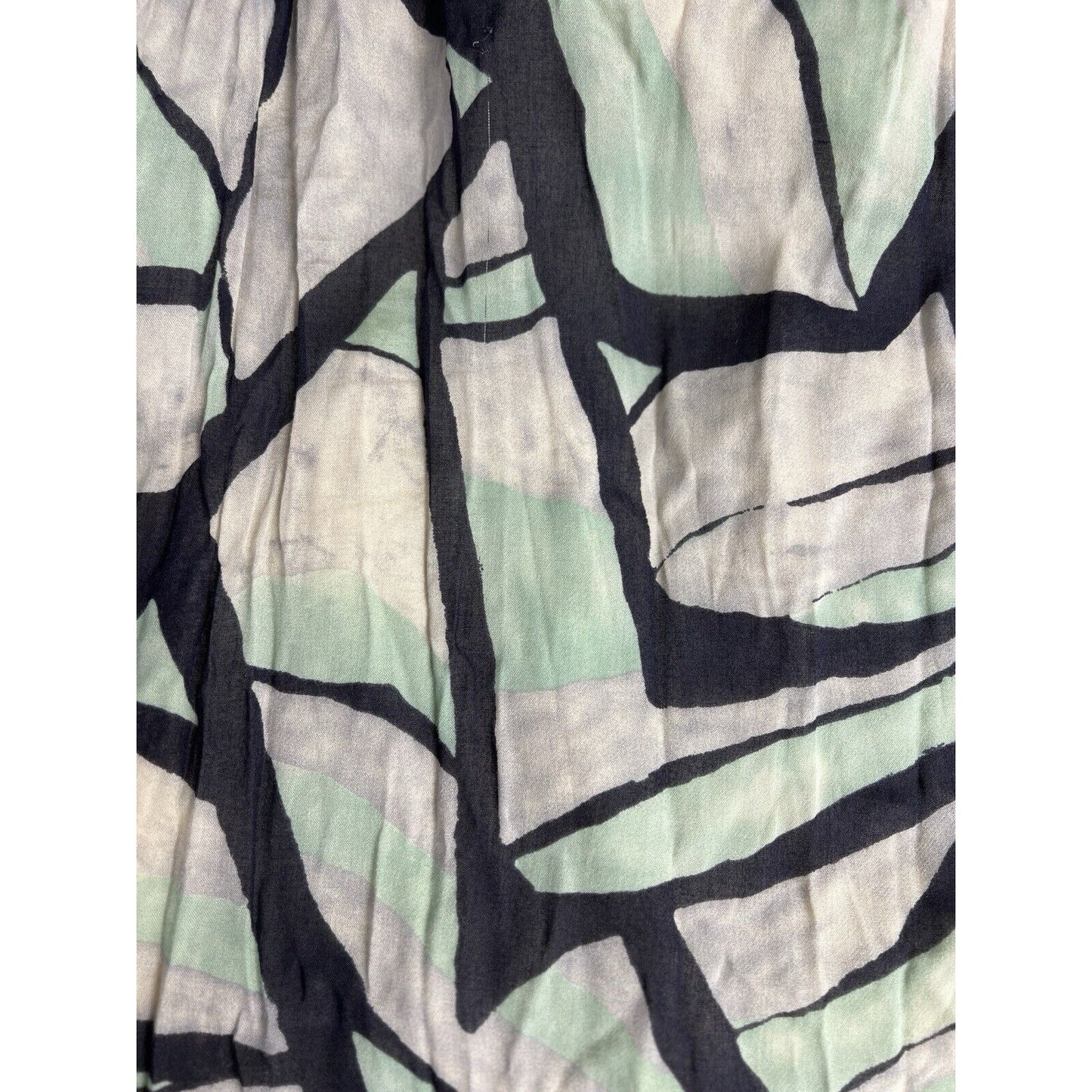 Odille Anthropologie Green Black Short Sleeveless Tied Waist Pockets Dress M