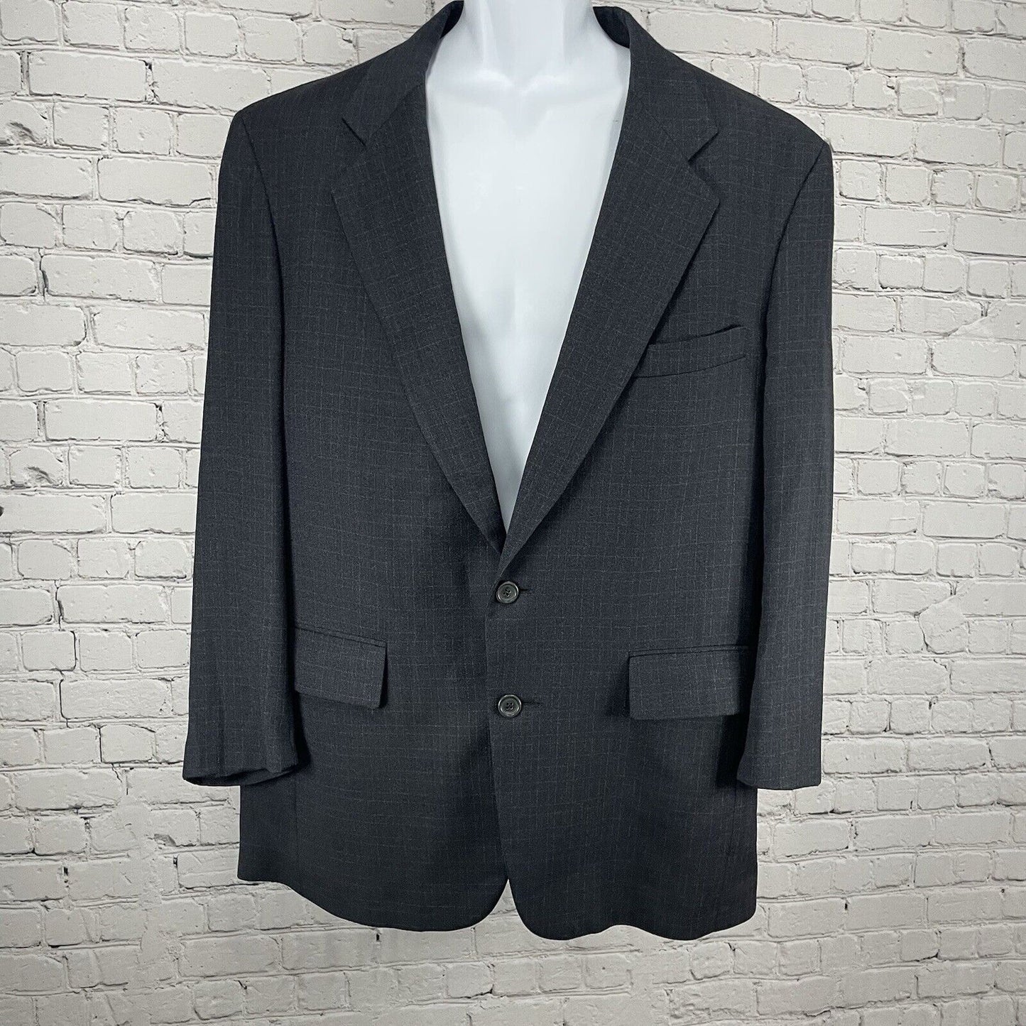 Jos A Bank Blue Black Wool 2 Button Ventless Blazer Sport Coat USA Made Size 43R