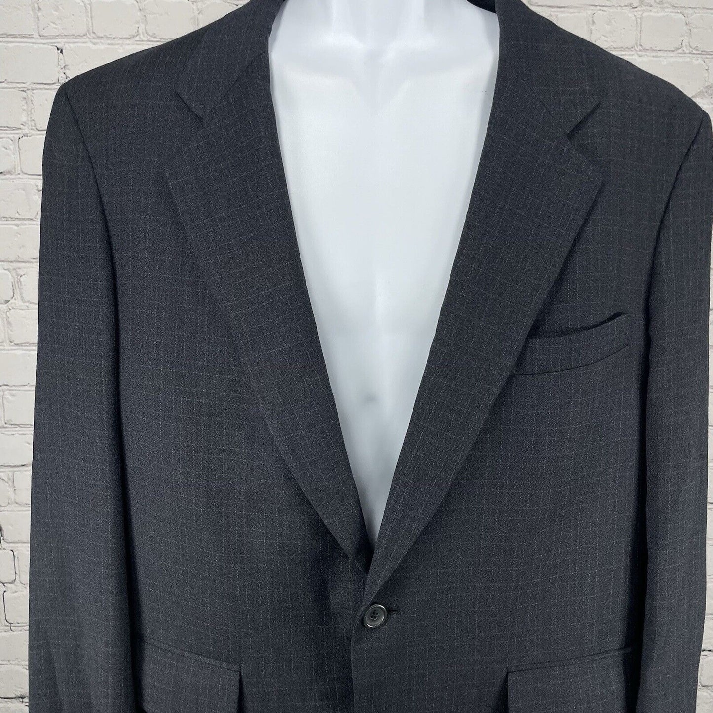 Jos A Bank Blue Black Wool 2 Button Ventless Blazer Sport Coat USA Made Size 43R