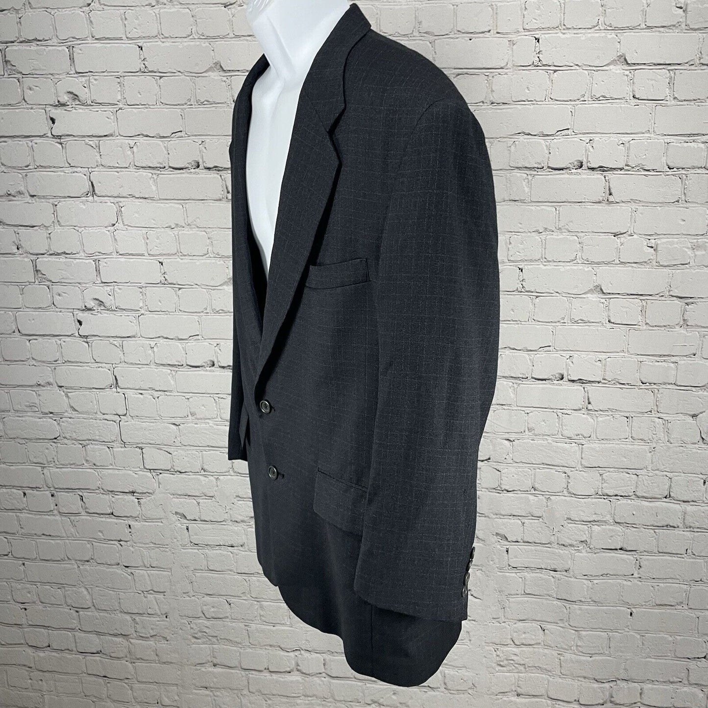 Jos A Bank Blue Black Wool 2 Button Ventless Blazer Sport Coat USA Made Size 43R