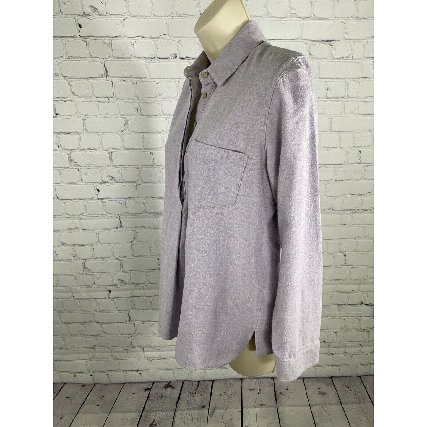 Madewell Pale Purple Long Sleeve Pullover Collared Casual Button Back Shirt S