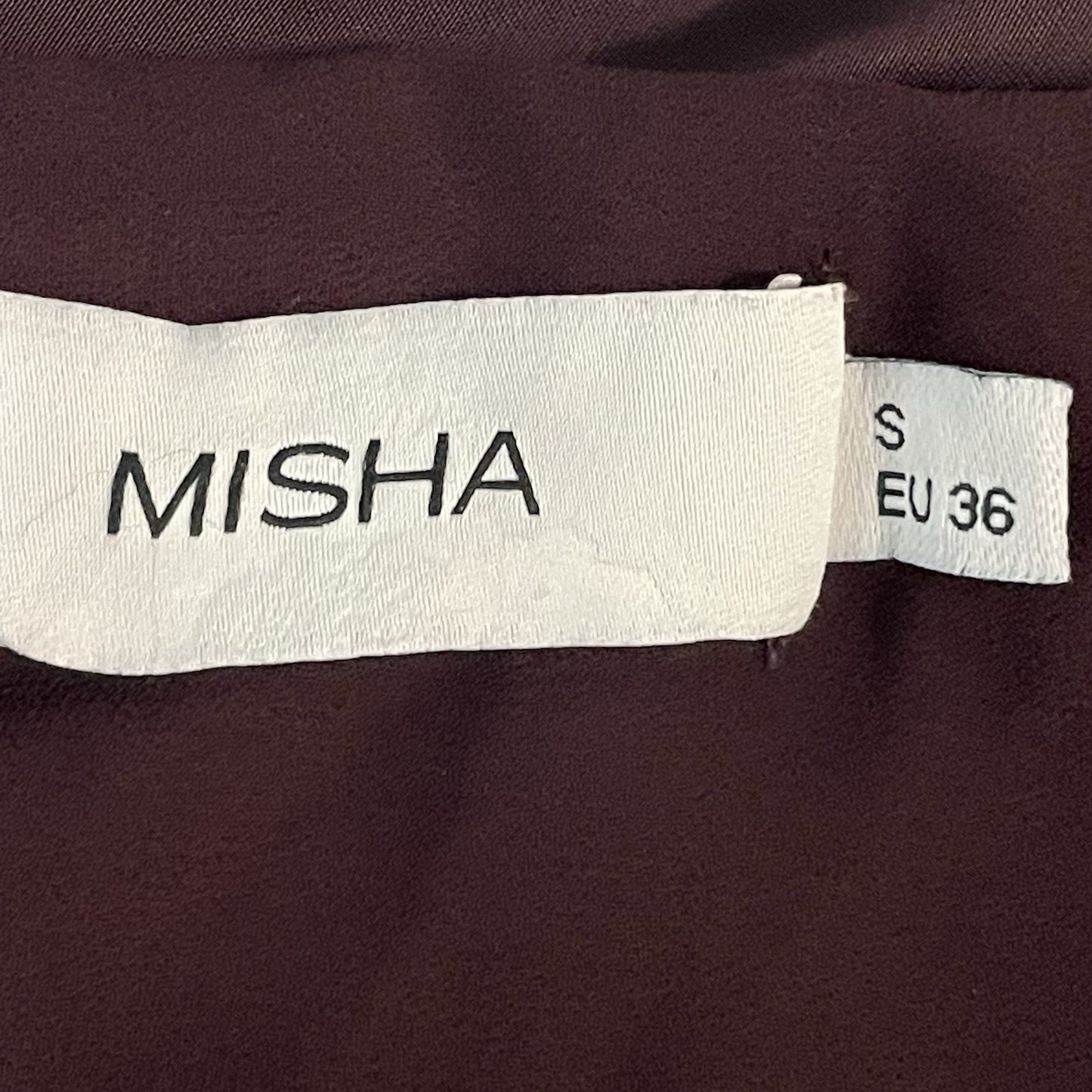 Misha Purple Azera Port Silky Wrap Long Sleeve Shoulder Pads Blouse Top Small S