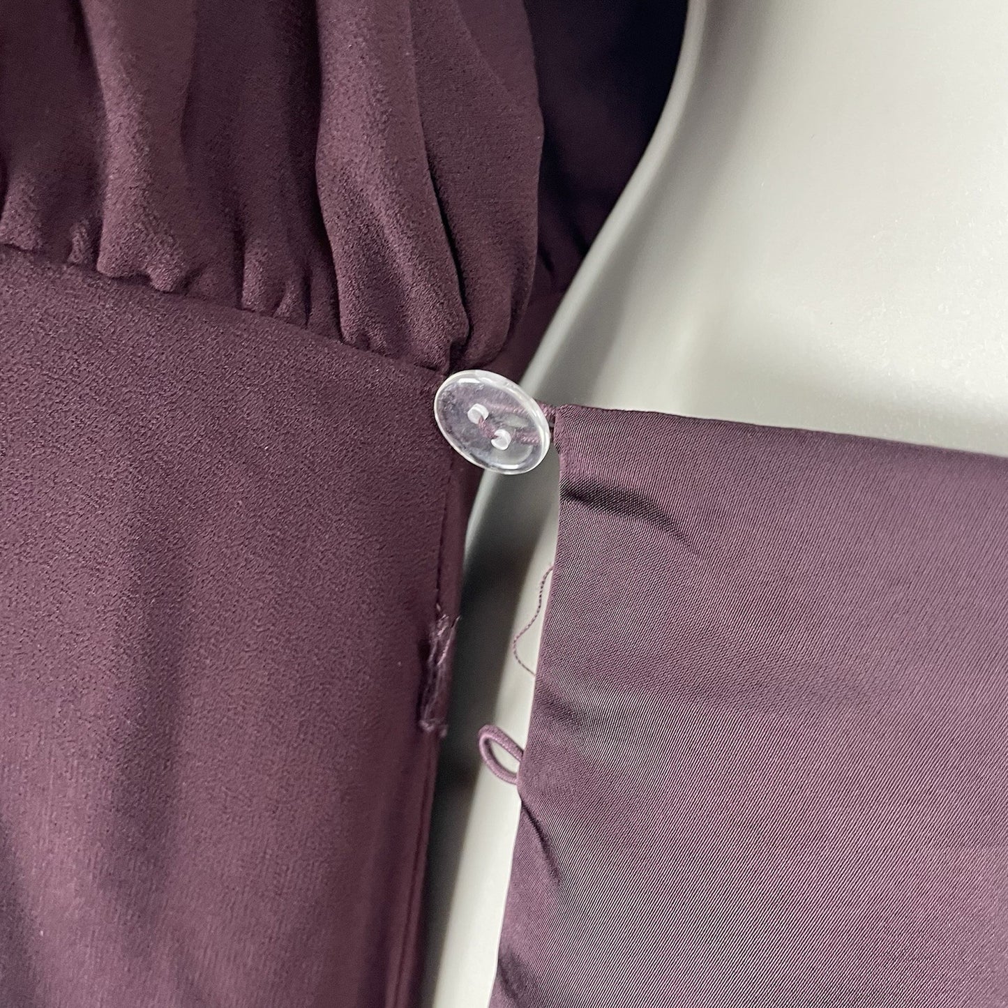 Misha Purple Azera Port Silky Wrap Long Sleeve Shoulder Pads Blouse Top Small S