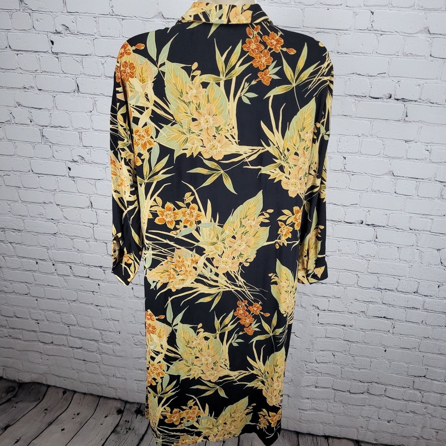 Zara Basic Collection Multicolor Floral 3/4 Sleeve Button Collar Shirt Dress XS