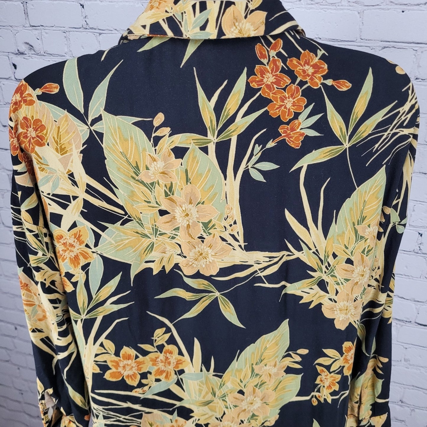 Zara Basic Collection Multicolor Floral 3/4 Sleeve Button Collar Shirt Dress XS