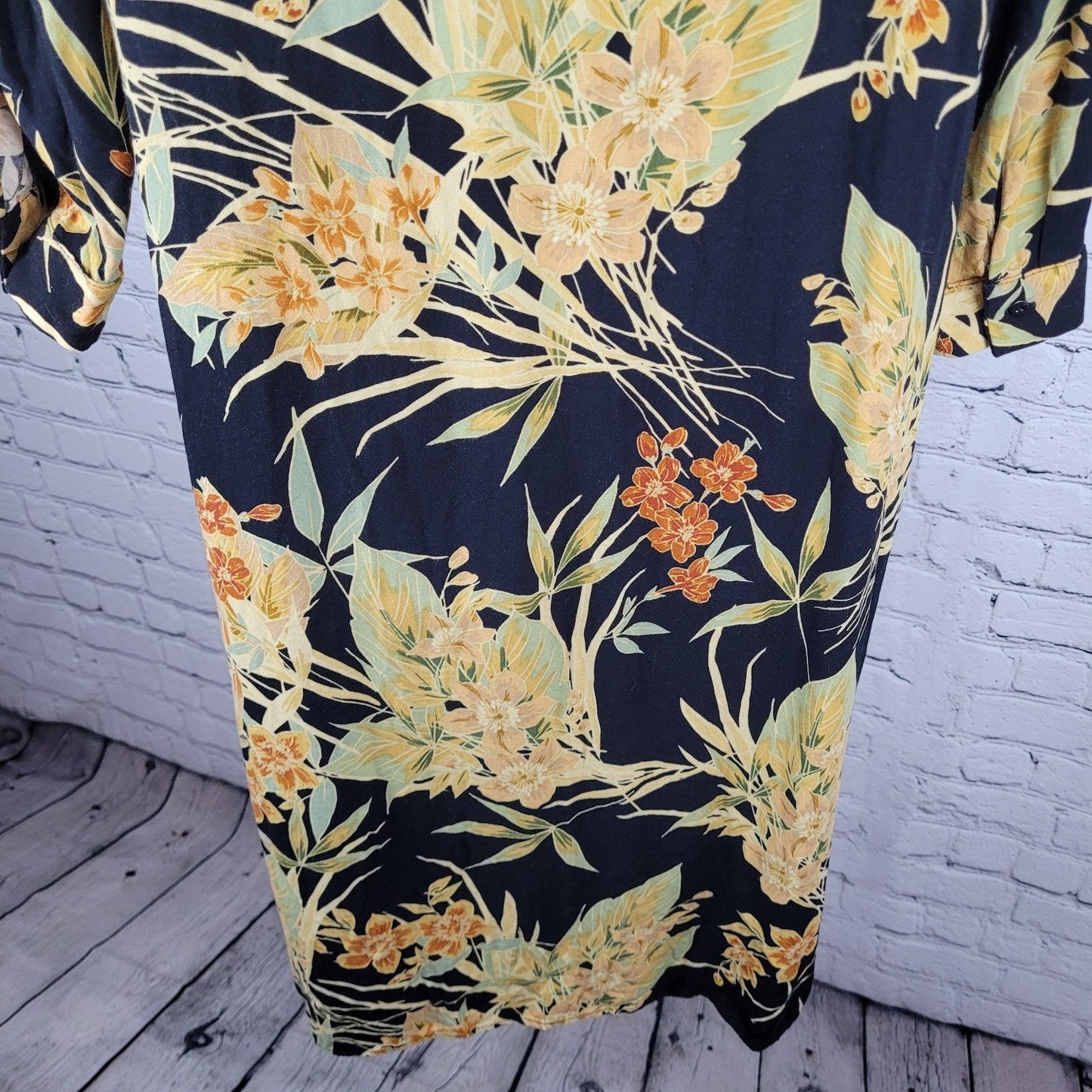 Zara Basic Collection Multicolor Floral 3/4 Sleeve Button Collar Shirt Dress XS