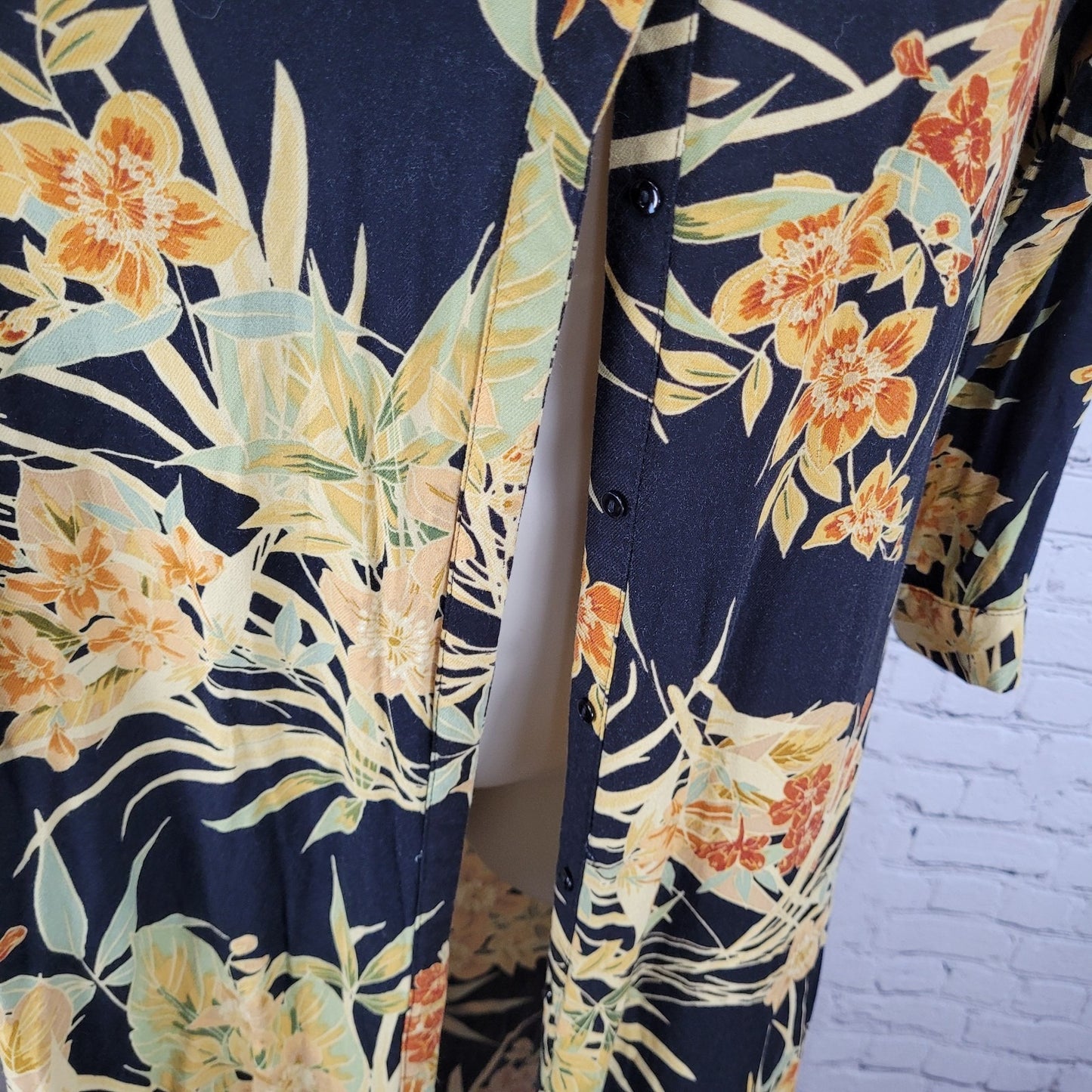 Zara Basic Collection Multicolor Floral 3/4 Sleeve Button Collar Shirt Dress XS