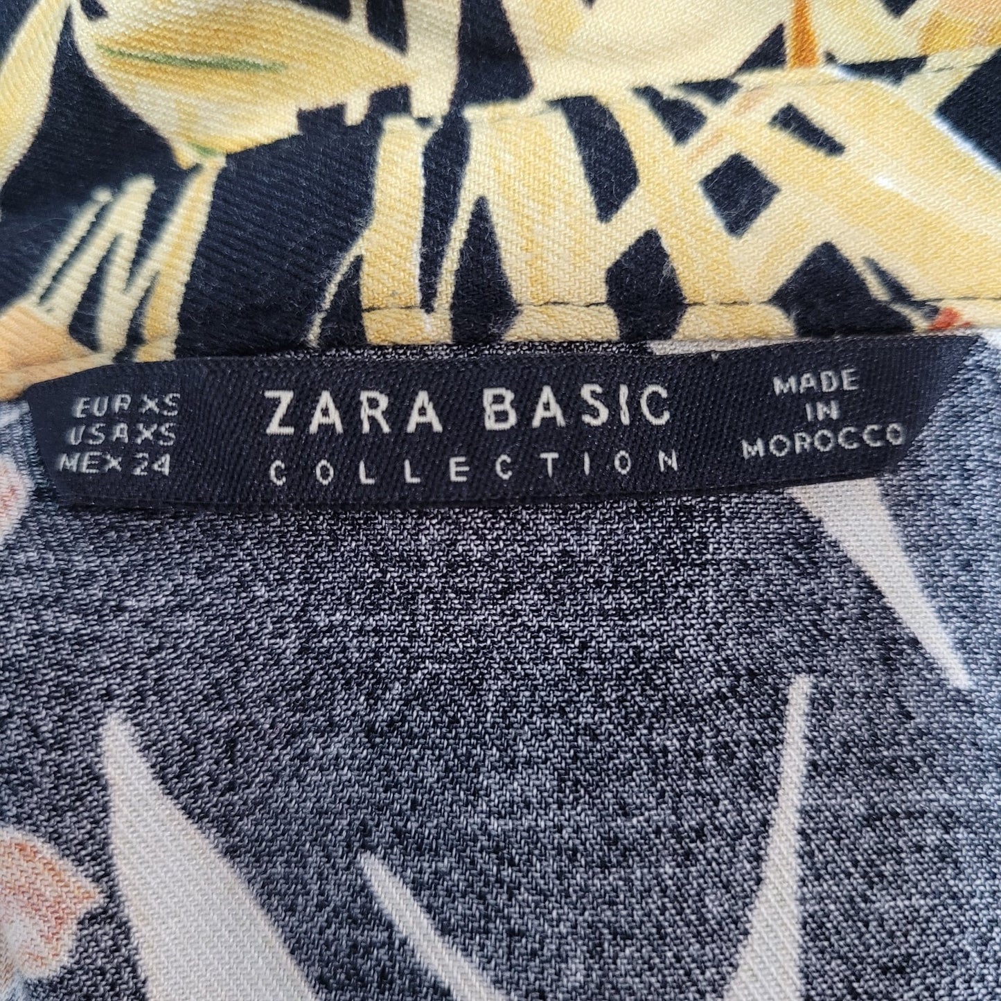 Zara Basic Collection Multicolor Floral 3/4 Sleeve Button Collar Shirt Dress XS